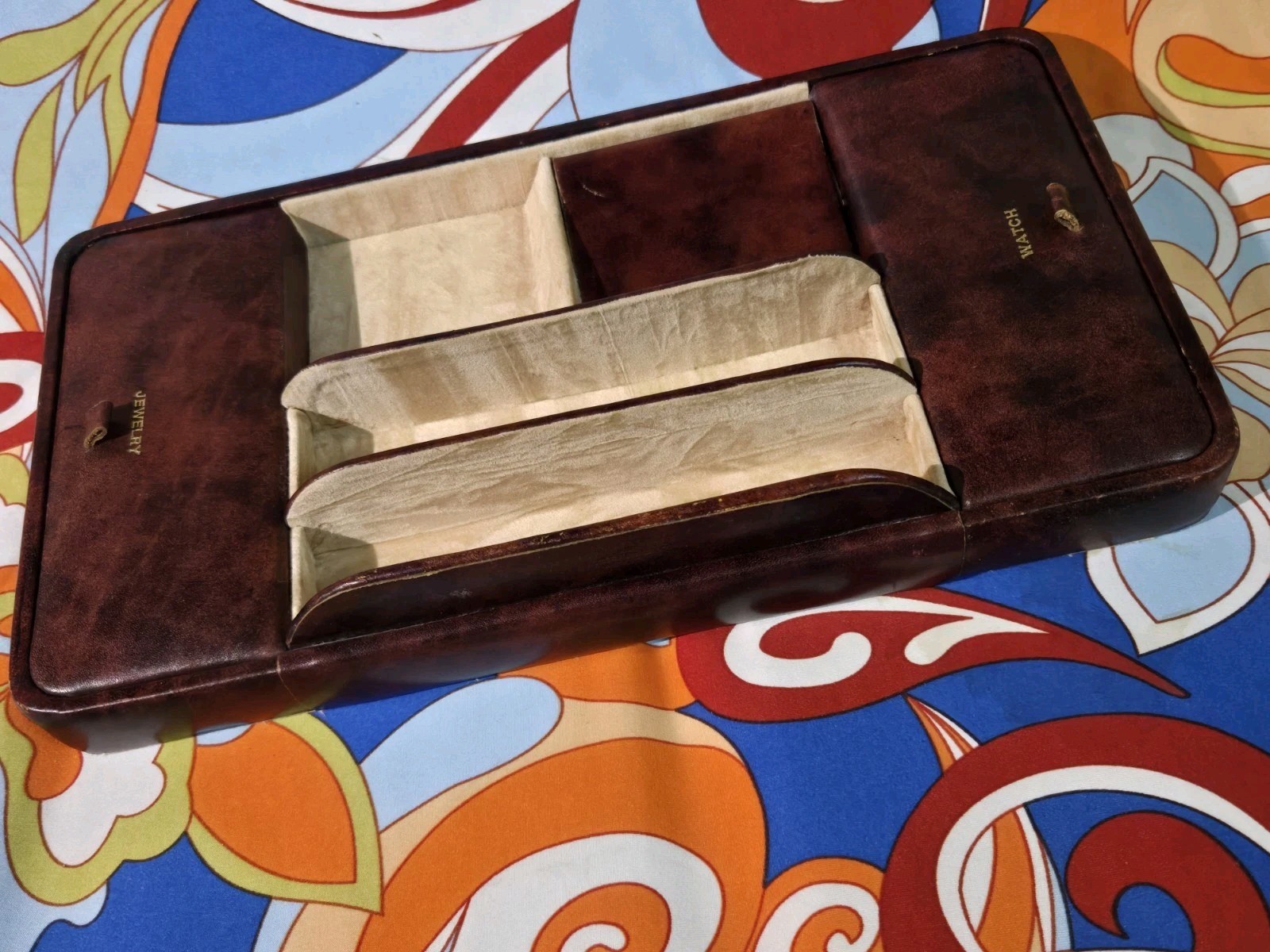 Handmade English Leather Valet Tray for Scully & Scully NY – Vintage 13×7