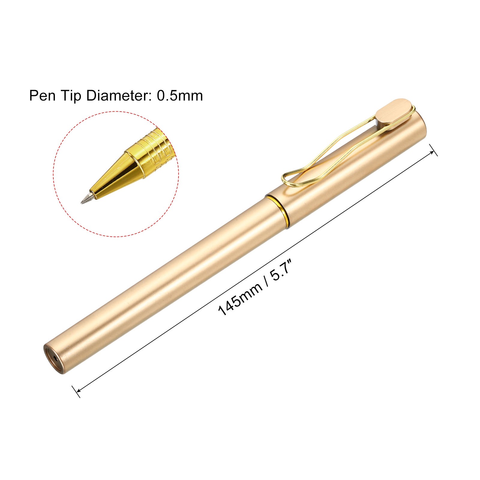 12Pcs 5.7″ 0.5 mm Fine Point Black Ink Gel Pens Roller Ball Pen Gold