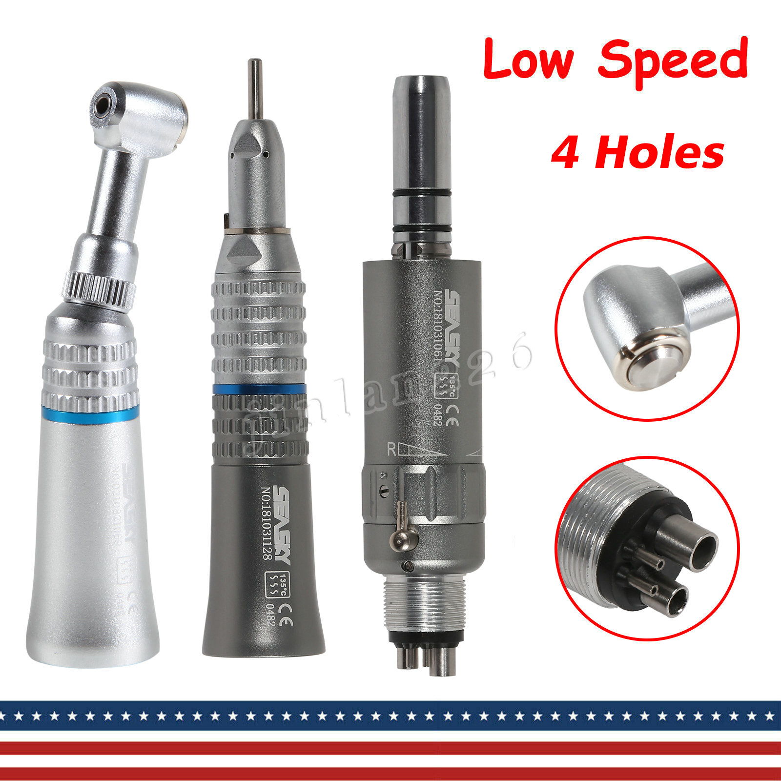 NSK Style Dental Slow Low Speed Handpiece Straight Contra Angle Air Motor 4 /2H