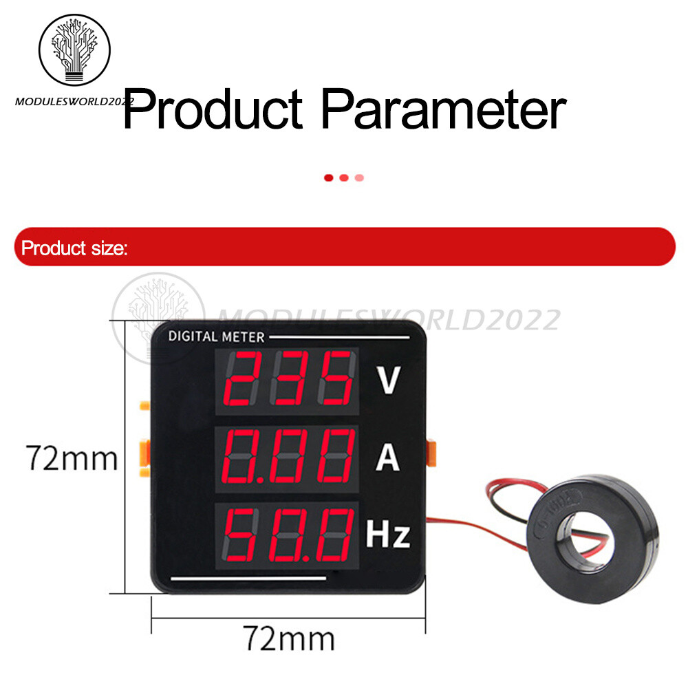 AC50-500V Voltage Current Frequency Meter Digital LED Voltmeter Ammeter AC0-120A