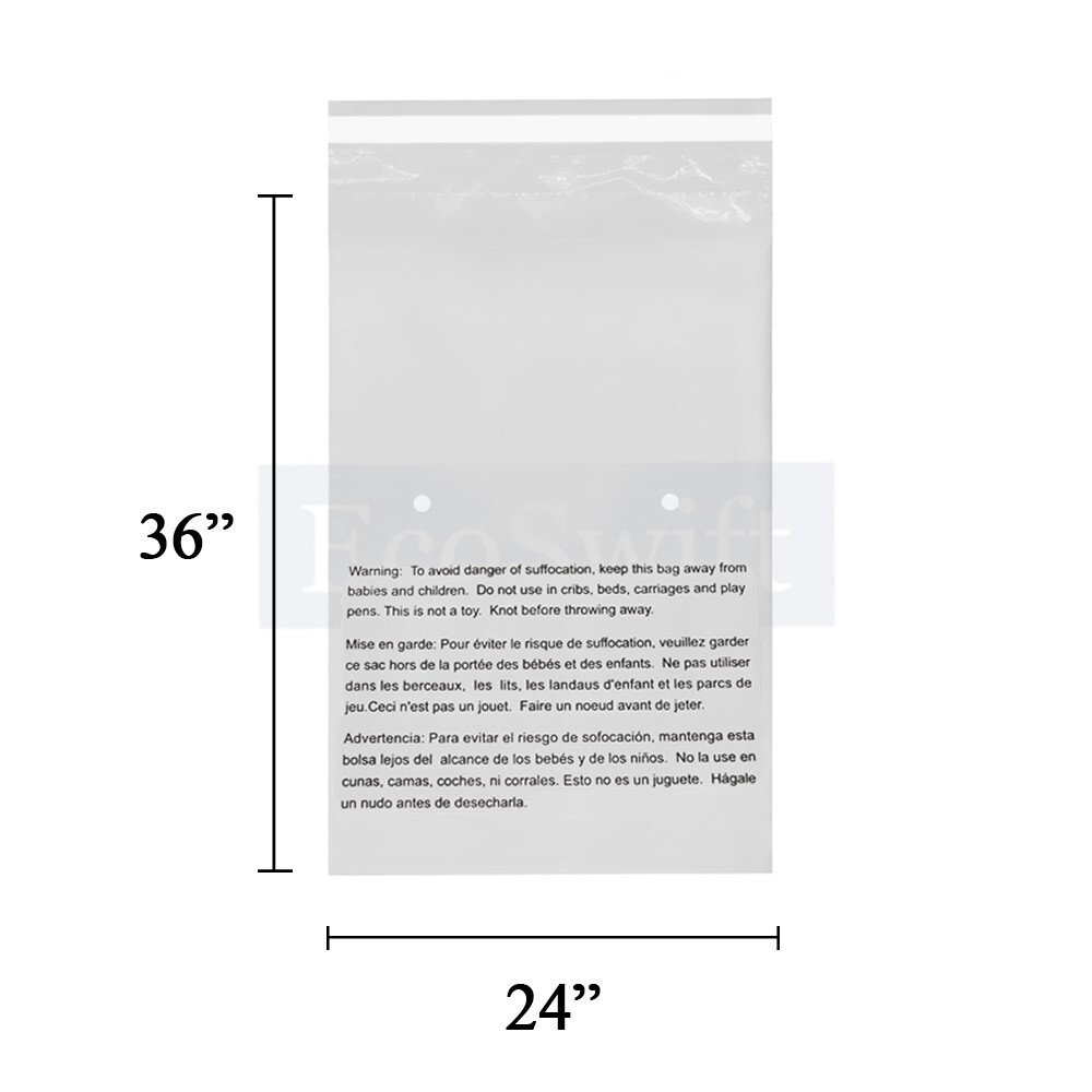 35 24×36 LARGE Self Seal Suffocation Warning Clear Poly Bags 1.5 mil Free Ship