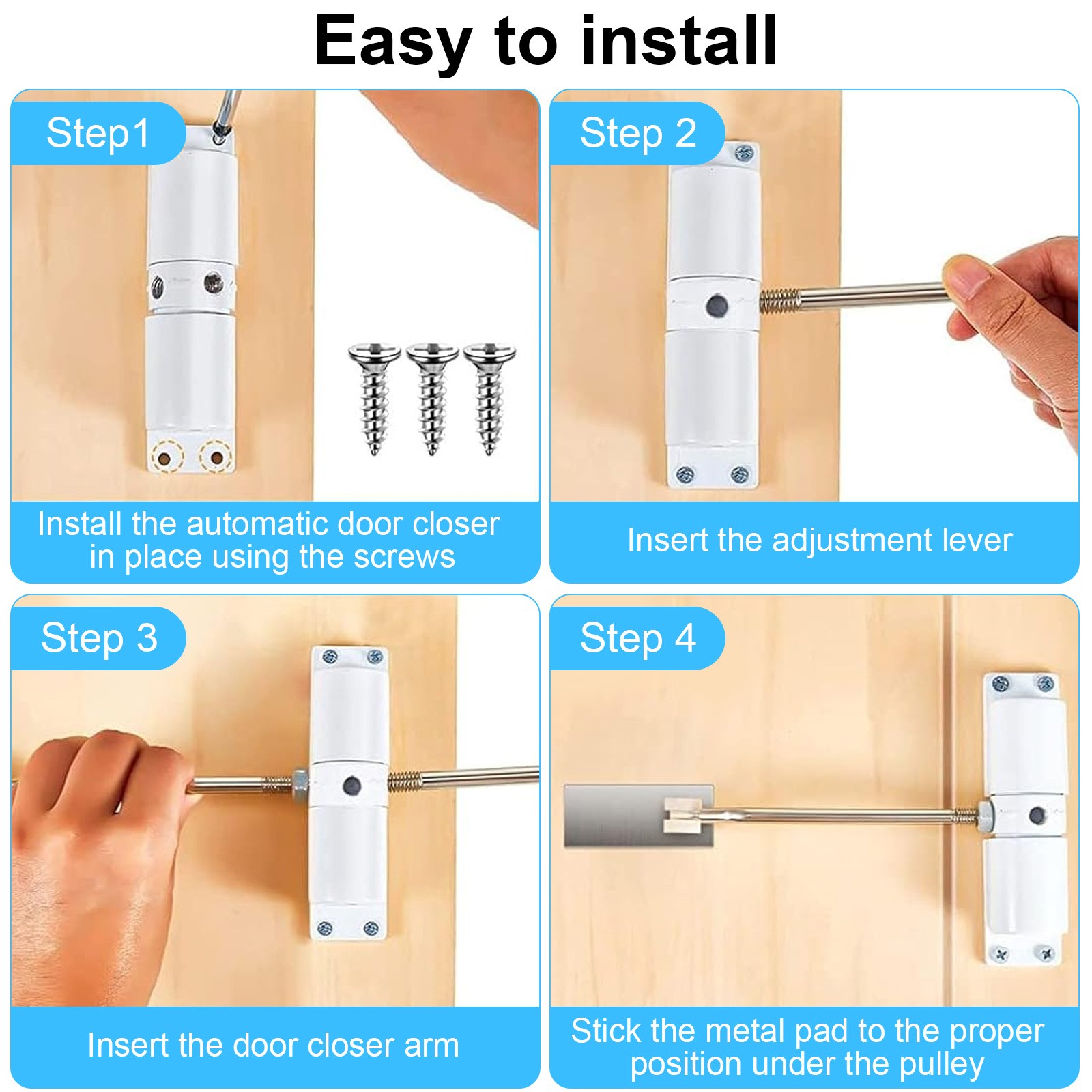 Automatic Soft Closing Door Closer Silent Adjustable Rebound for Sliding Doors