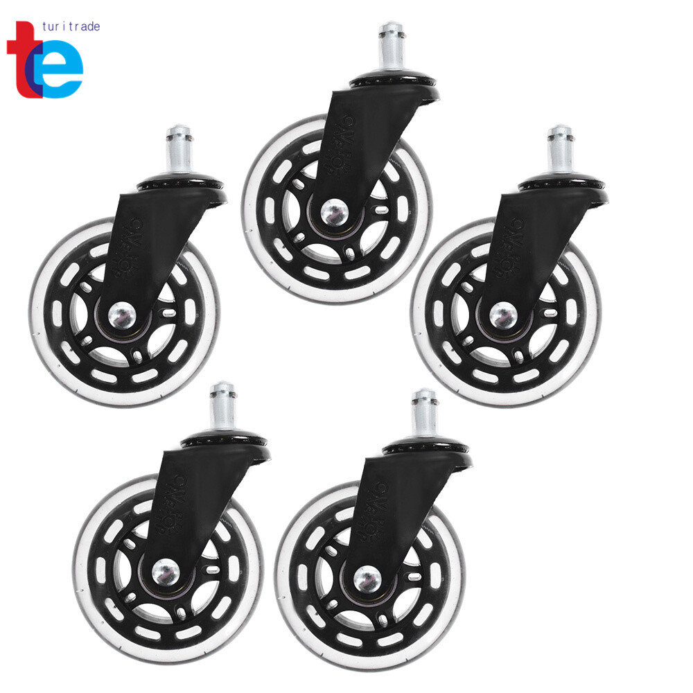 NEW 5Pcs Office Chair Caster Rubber Swivel Wheels Replacement Heavy Duty 3 inch