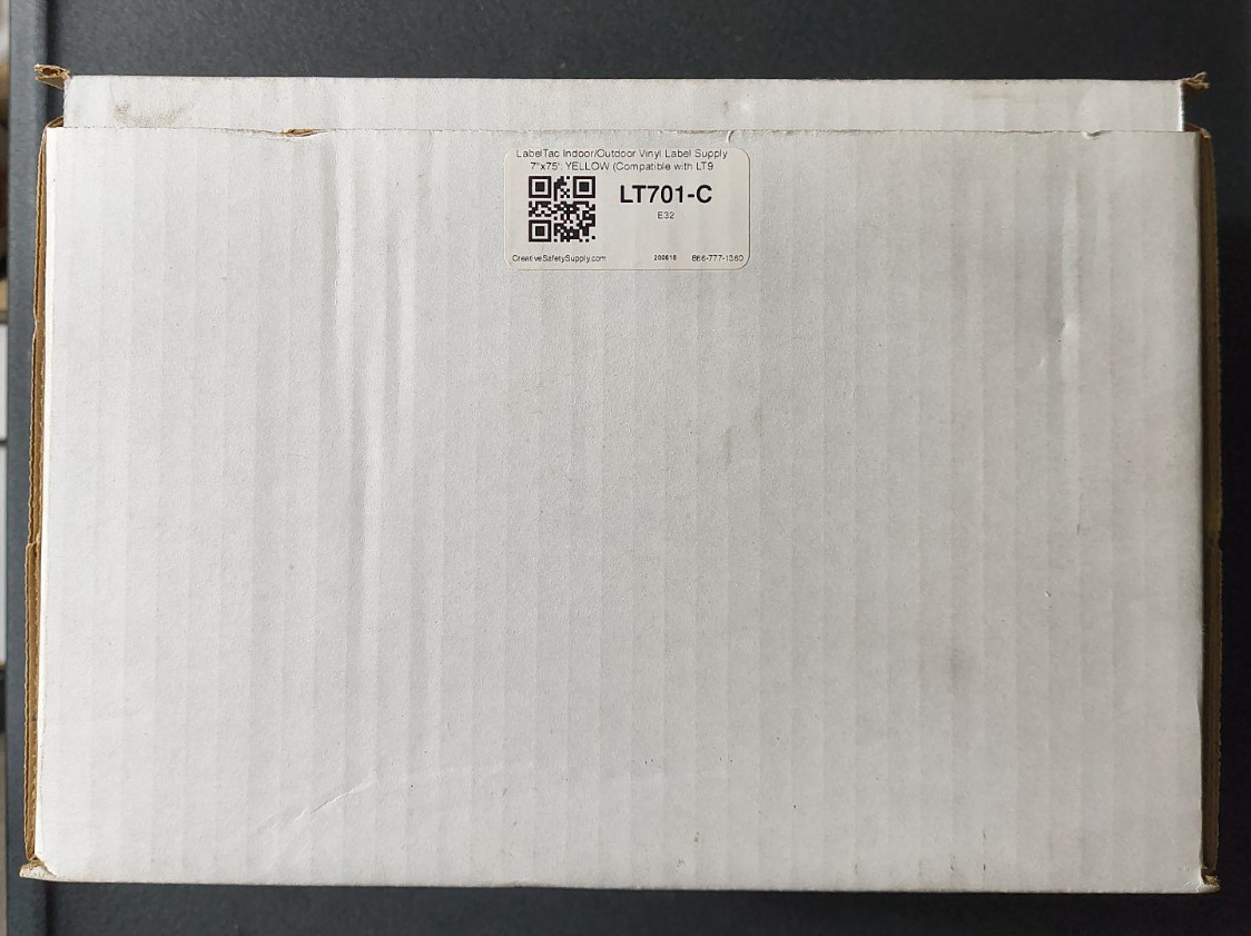 LabelTac LT701-C Indoor/Outdoor Vinyl Yellow 7″ x 75′ comp with LT9