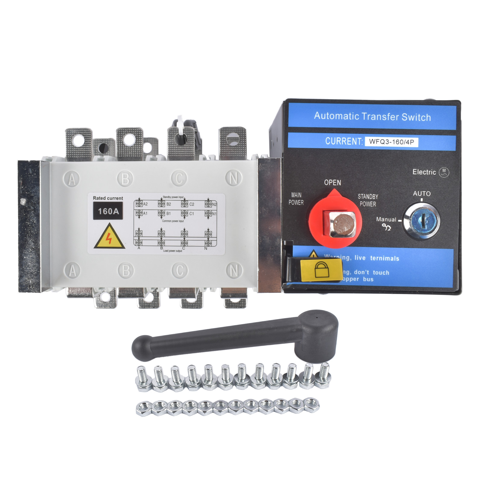 New Industrial Automatic Transfer Switch 4P 160A 110V/220V Grid to AC Generator