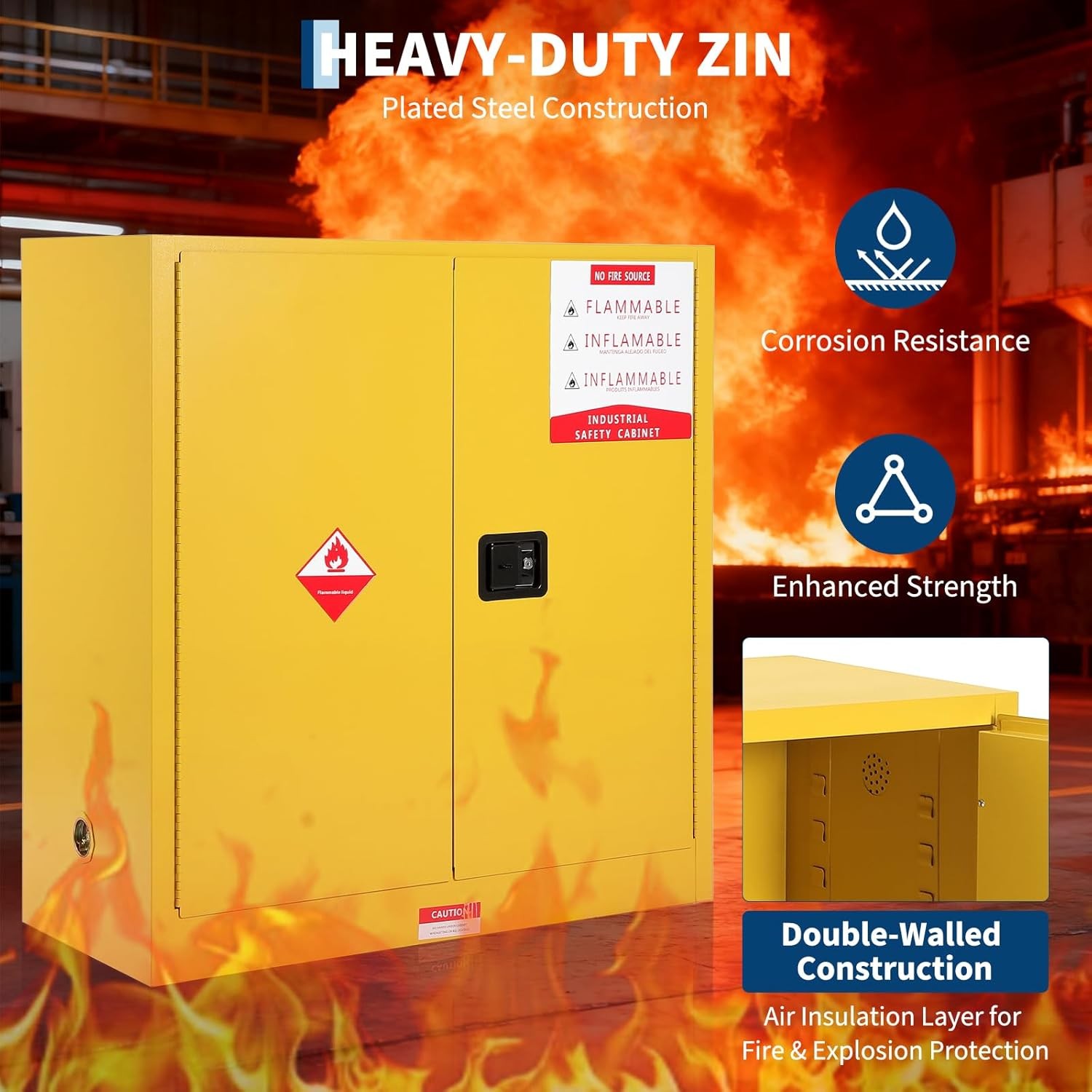 Hazardous Storage Flammable Cabinet Fire Resistant Safety For Flammable Liquid