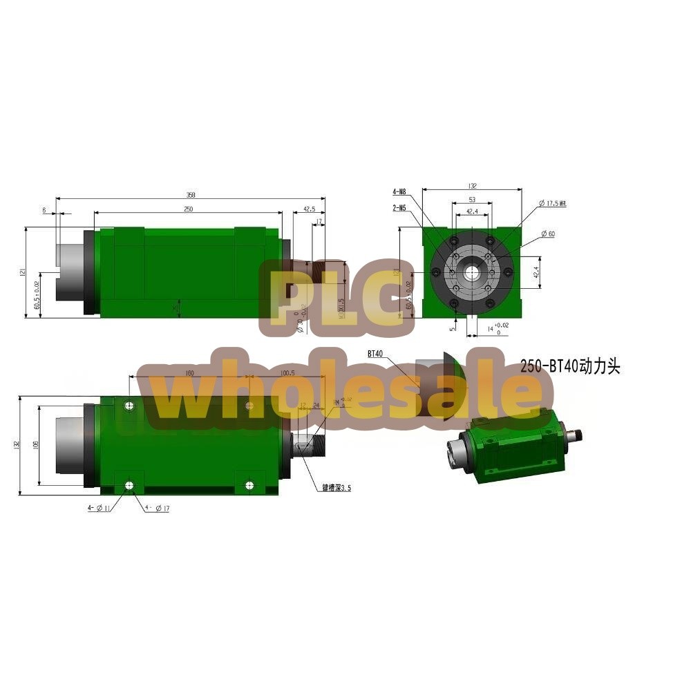 BT40 CNC Power Head Spindle Motor 6000RPM Drilling Milling Tapping Spindle Unit