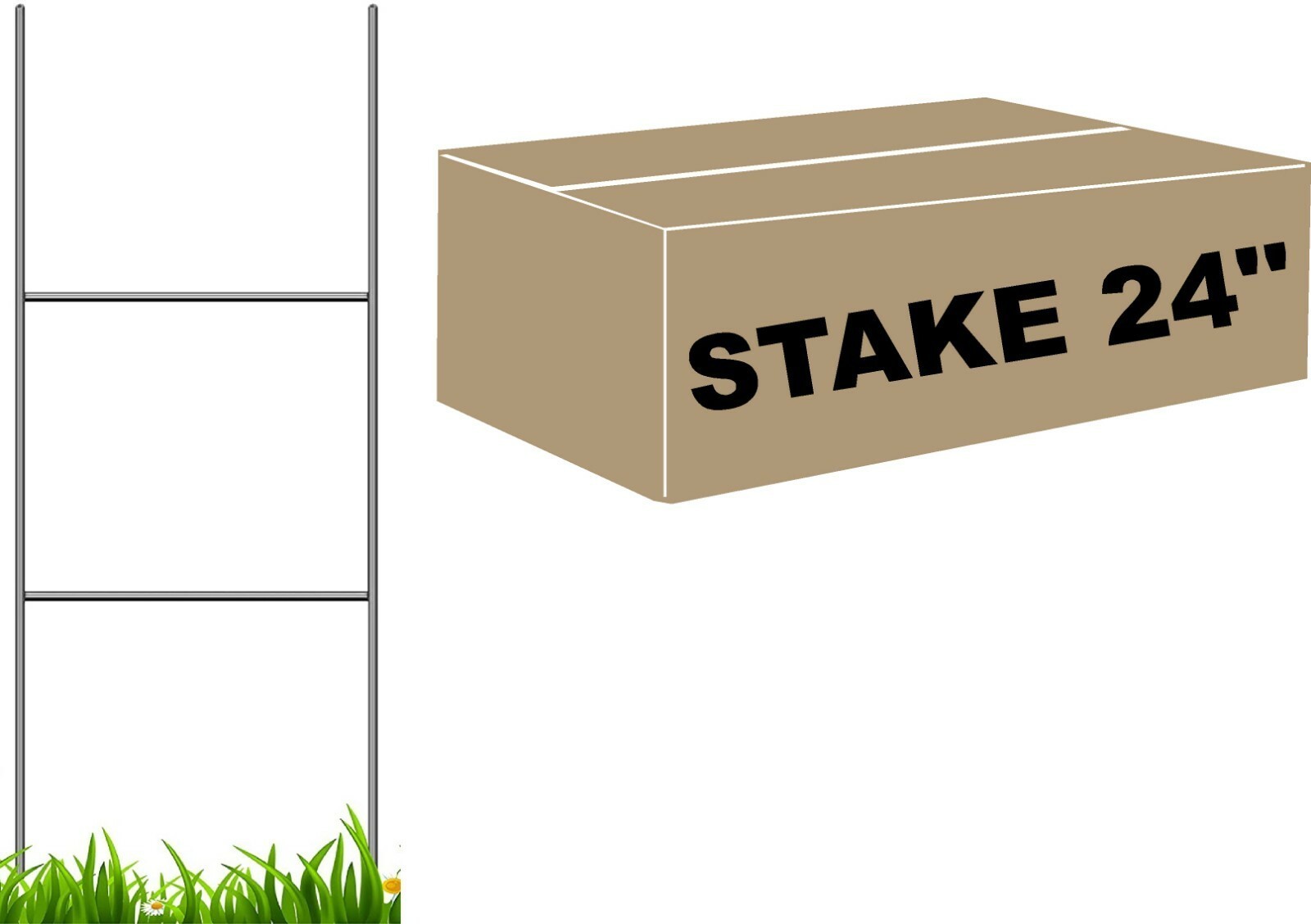 50 Metal Stakes 24» H-FRAME Wire Step Stakes 10×24 in x 9 Gauge Galvanized Wire
