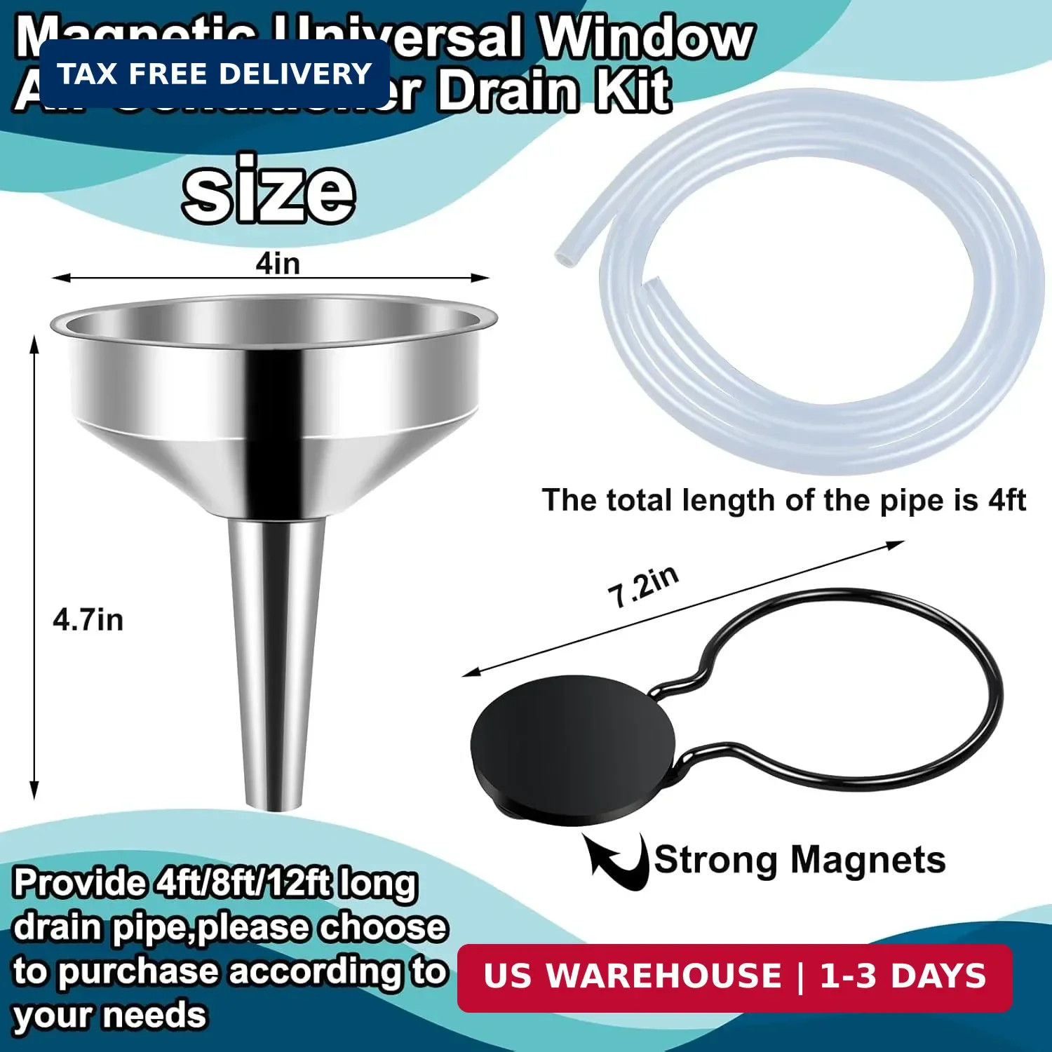 4Ft Magnetic Window Air Conditioner Drain Kit Universal Portable Air Conditioner