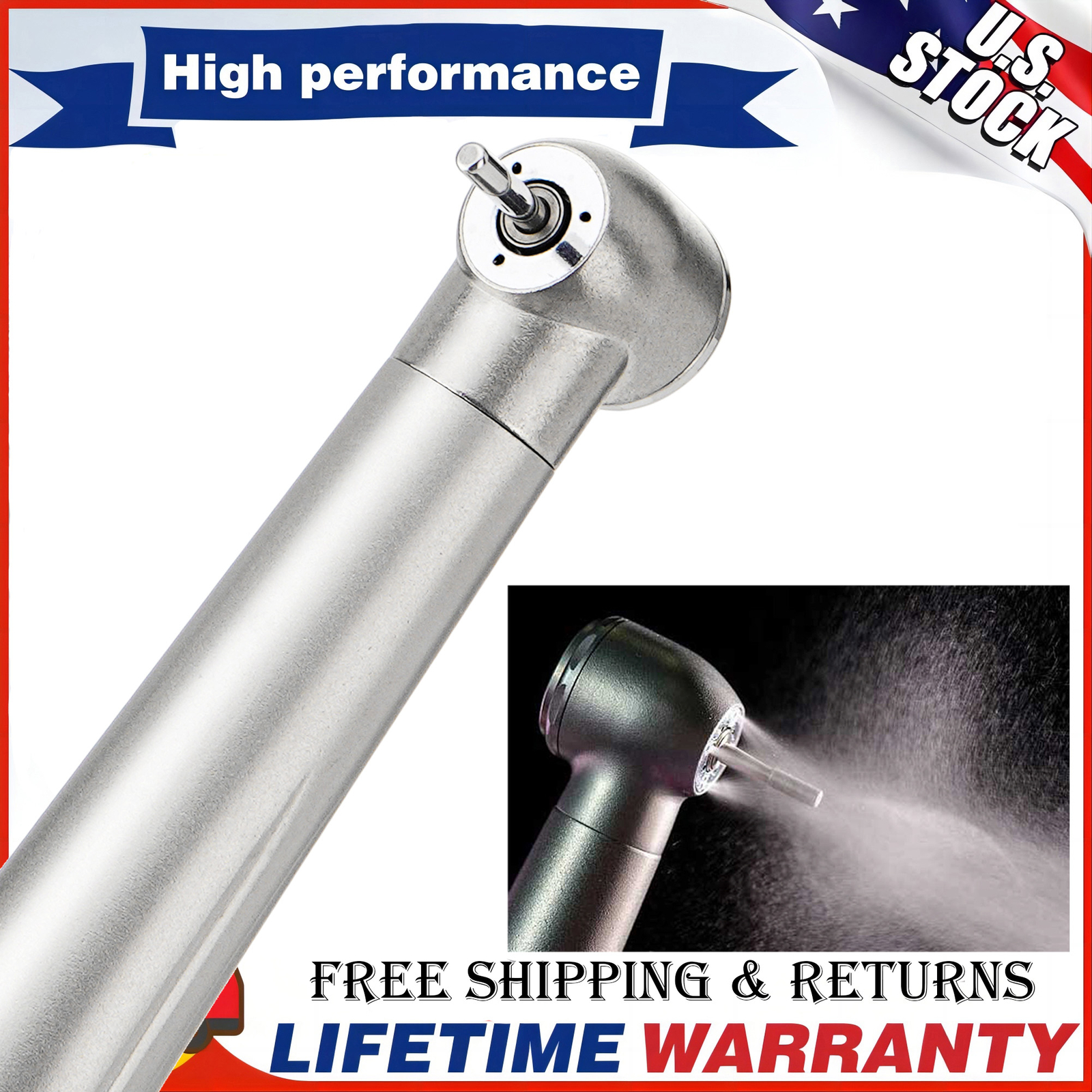 Triple Water Spray 10Pcs Dental High Speed Handpiece Push Button 4Hole Autochuck
