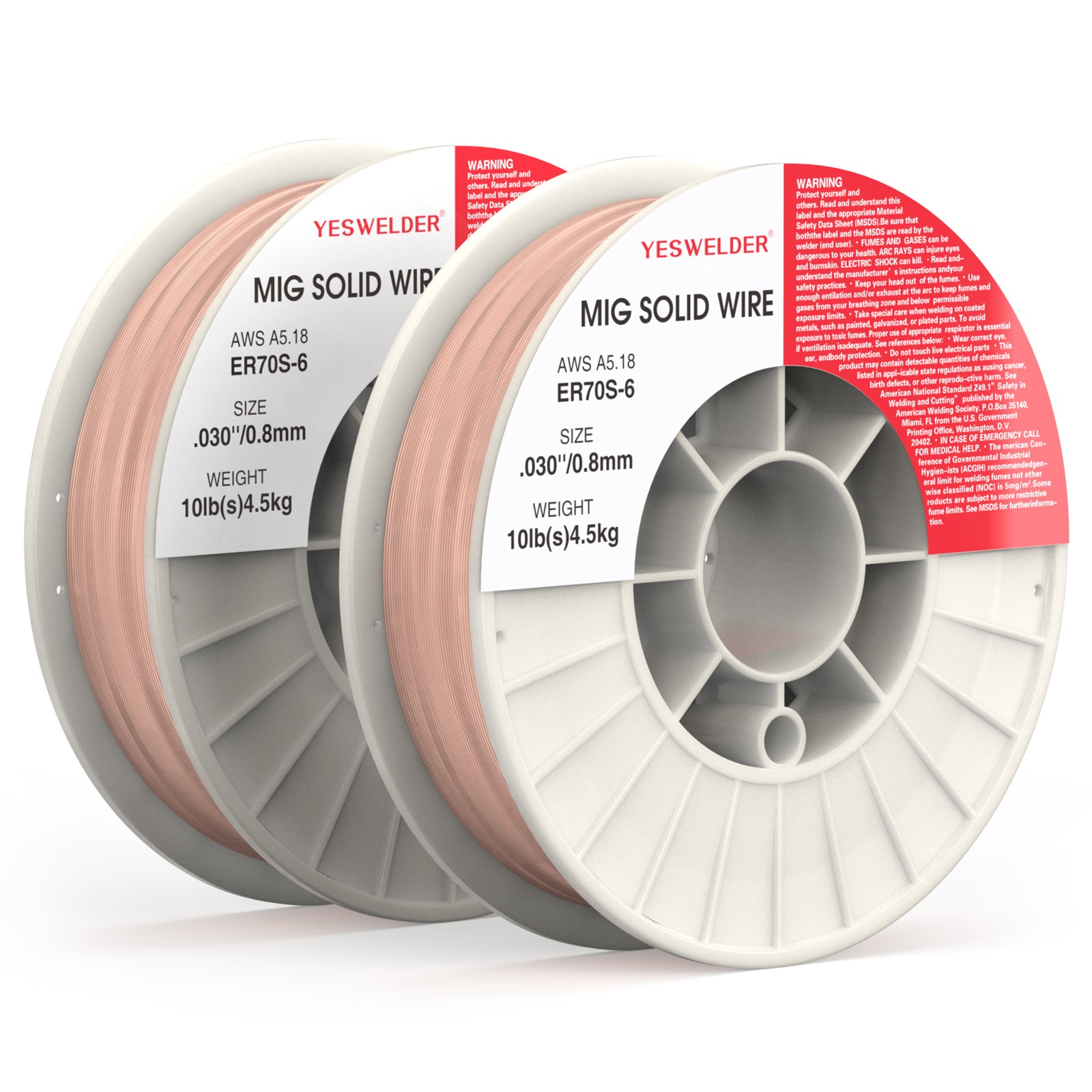 YESWELDER ER70S-6 MIG Solid Wire .023/.030/.035 2/10/44LB Carbon Steel Spool