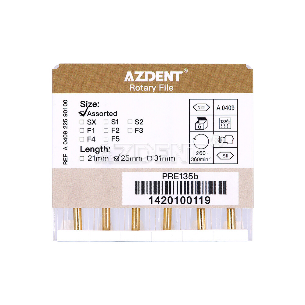 AZDENT Dental Endo Super Rotary Files Root Canal K-Files Engine Use 25MM SX-F3