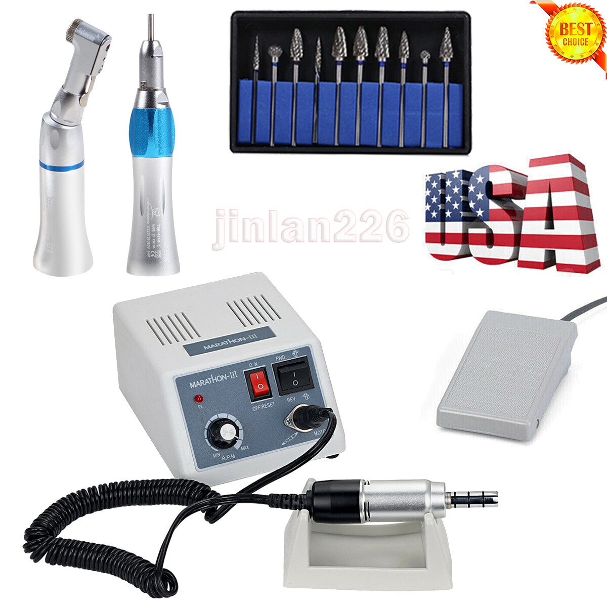 Dental Electric Micromotor Polisher Marathon/Contra Angle/Straight Handpiece new
