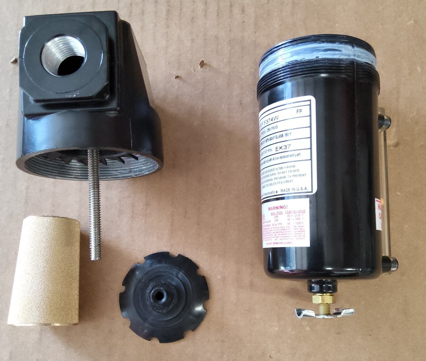 Compressed Air Inline Moisture Trap Water Separator Filter 1/2″ FNPT New Arrow