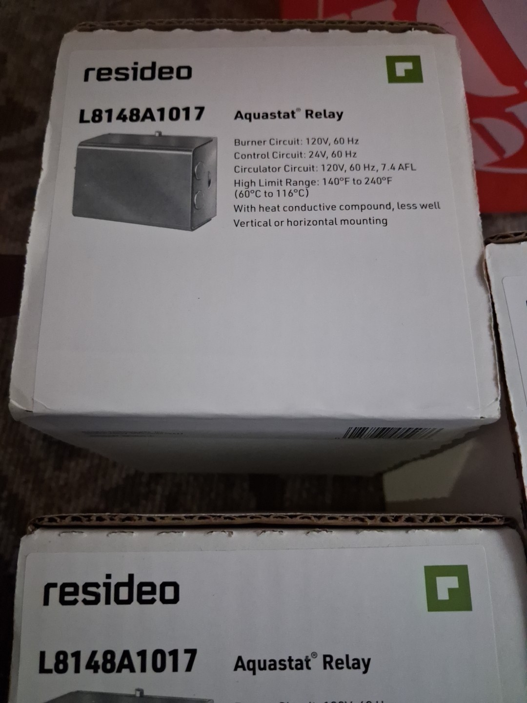L8148A1017 HONEYWELL HORIZONTAL OR VERTICAL HIGH LIMIT AQUASTAT RELAY 140-240F