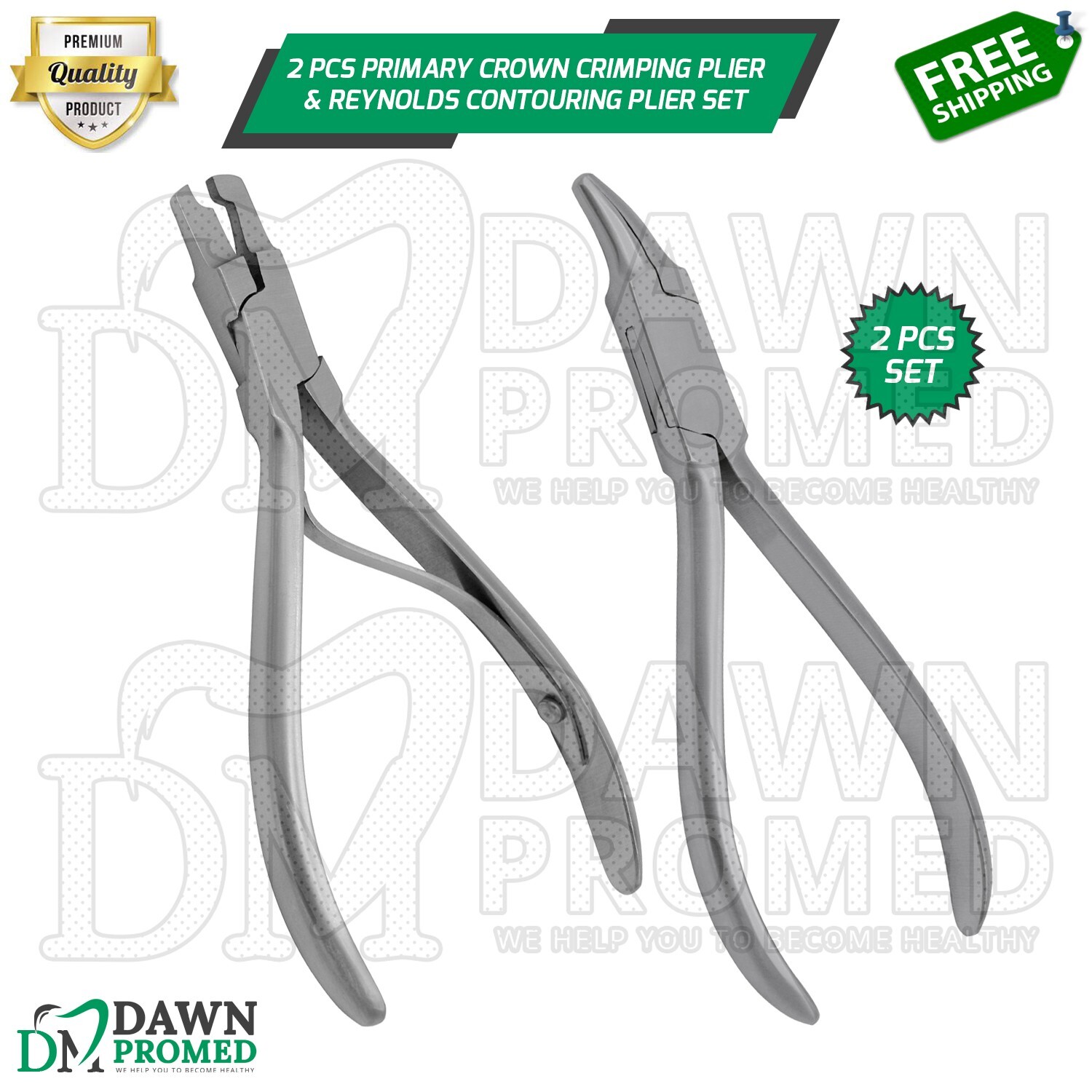 2 Pcs Primary Crown Crimping Plier & Reynolds Contouring Plier Set German Grade