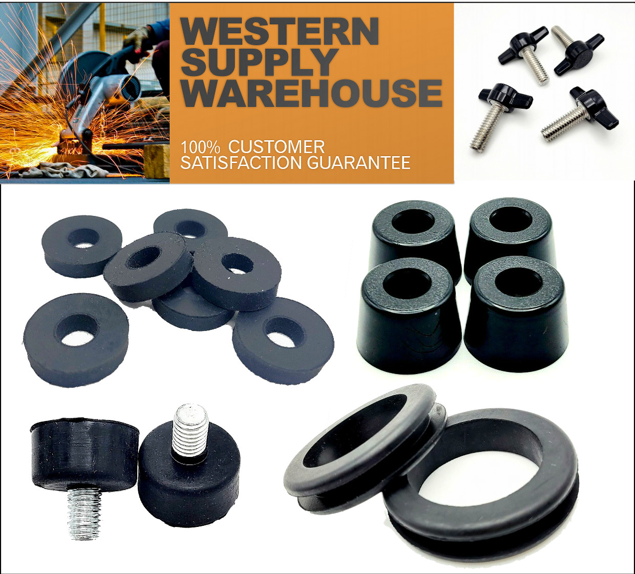 1/4″ ID Rubber Flat Washers 3/4″ OD 1/8″ Thick Seals Spacers 1/4 x 3/4 x 1/8