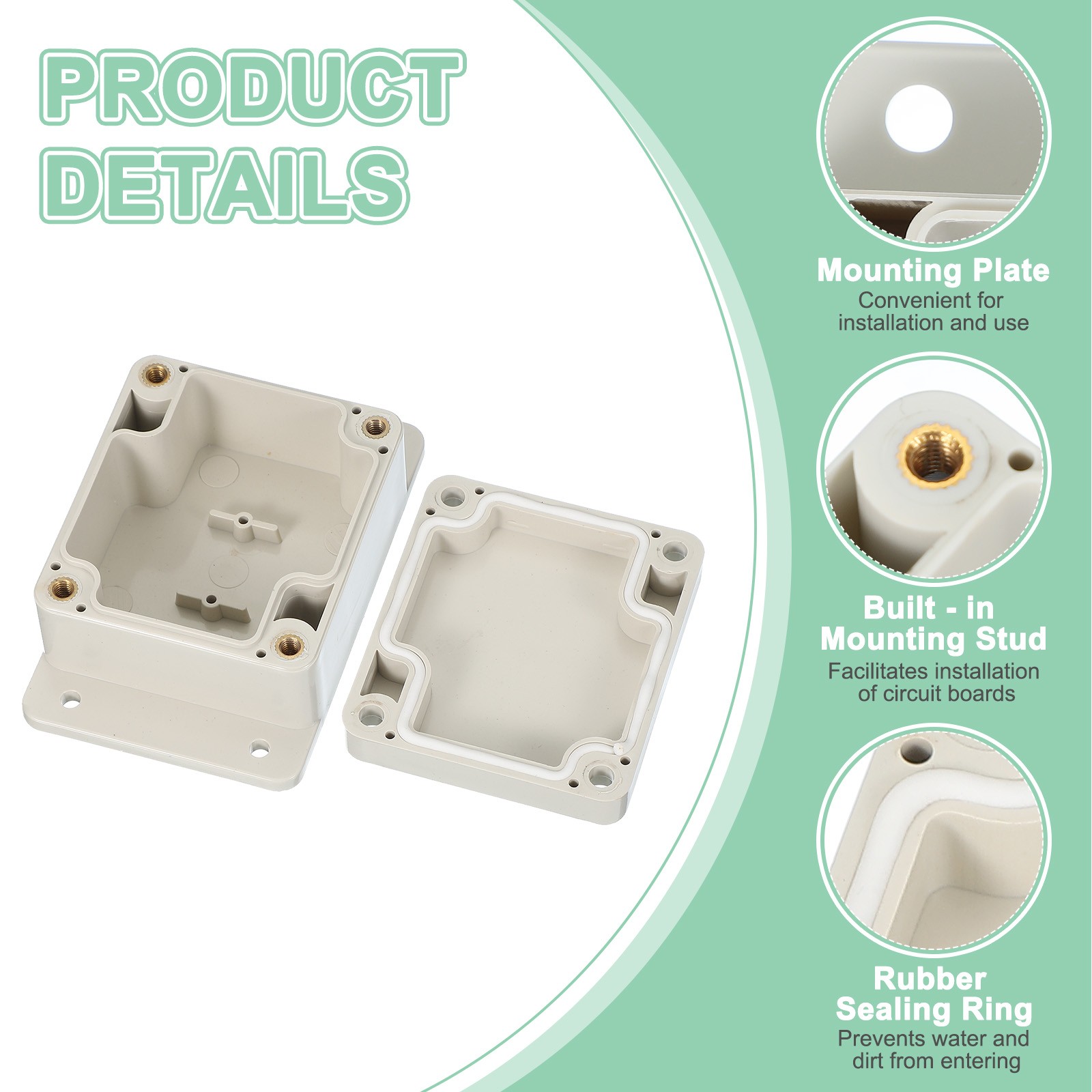 3.52 Inch Junction Box Electrical Boxs ABS Plastic Electric Project White/Grey