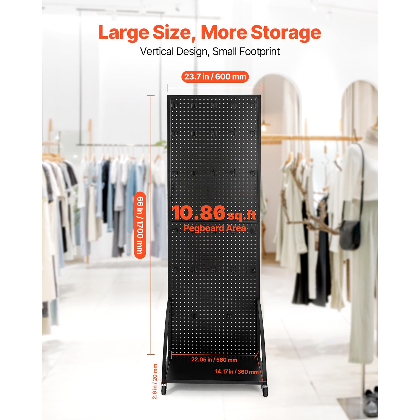 Pegboard Display Stand with 30 Hooks Pegboard Panels Display with a Plate Black
