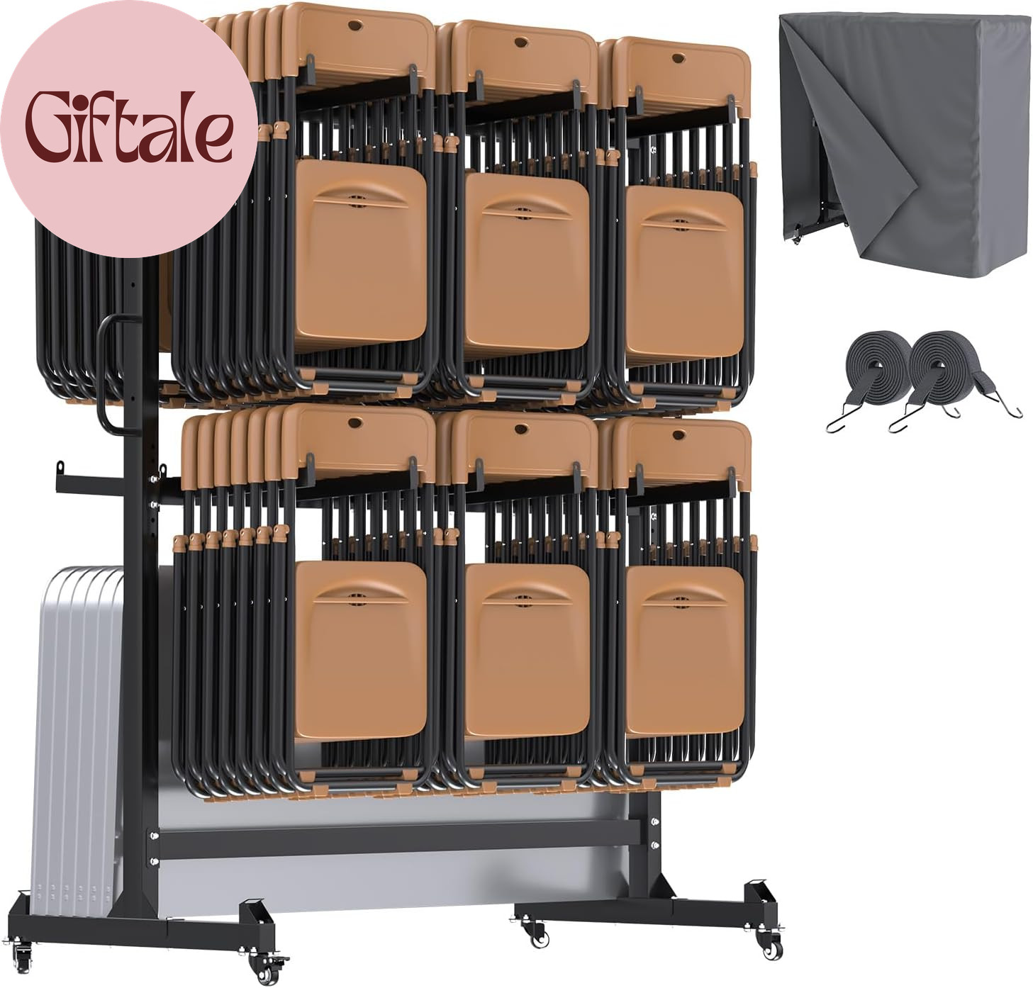 Folding Chair Rack, Folding Chair Dolly Chair Cart for 84 Chairs or 12 Tables, H