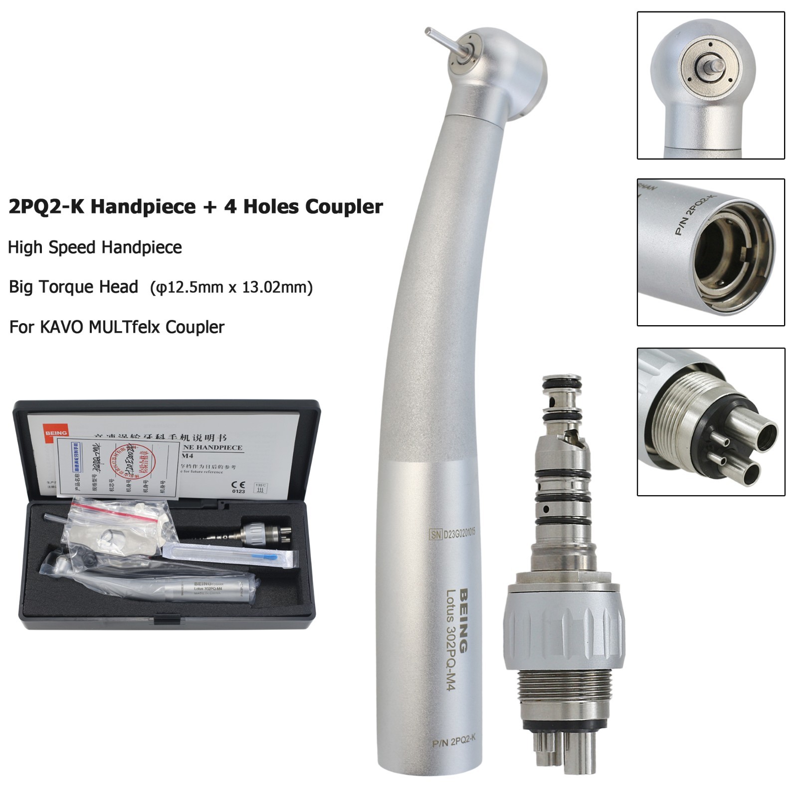 BEING Dental High Speed Turbine Handpiece For KAVO MULTIflex NSK Coupler 4 Hole
