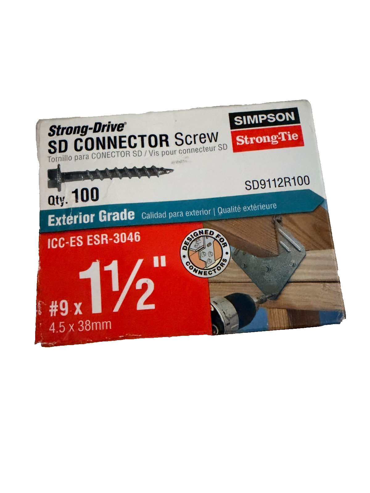 Simpson Strong-Tie SD9112R100 #9 x 1-1/2” SD Connector Screws 100 Ct New