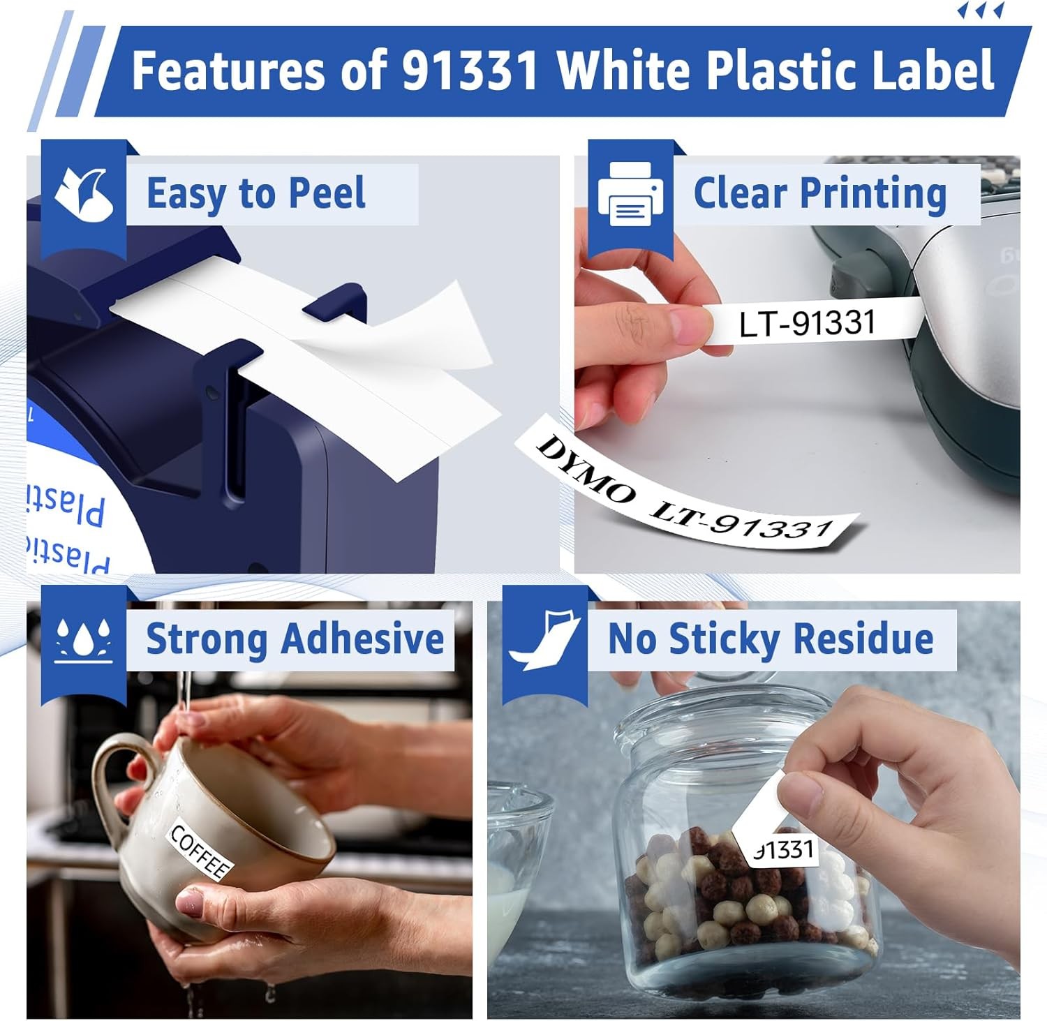 5PK Dymo LetraTag Refills White Plastic 91331 for LetraTag Label Maker LT-100H