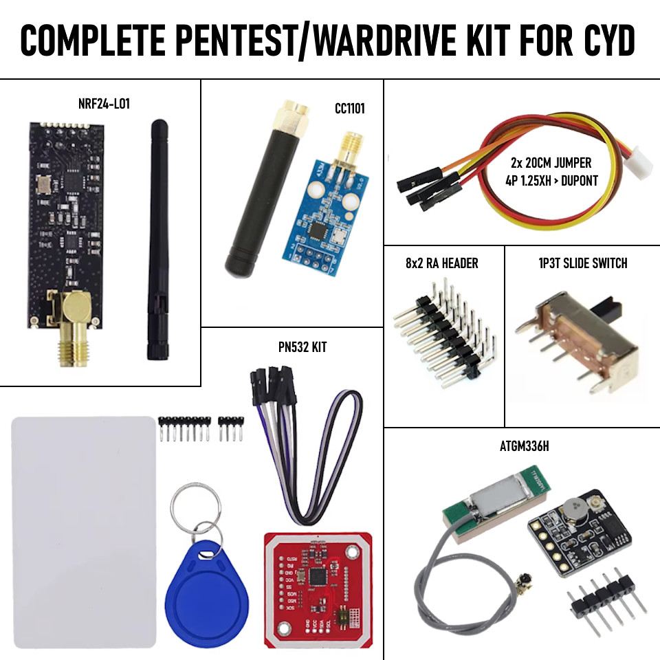 DIY Kit for ESP32/CYD Halehound/Marauder Pentest – CC1101 NRF24 PN532 & ATGM336