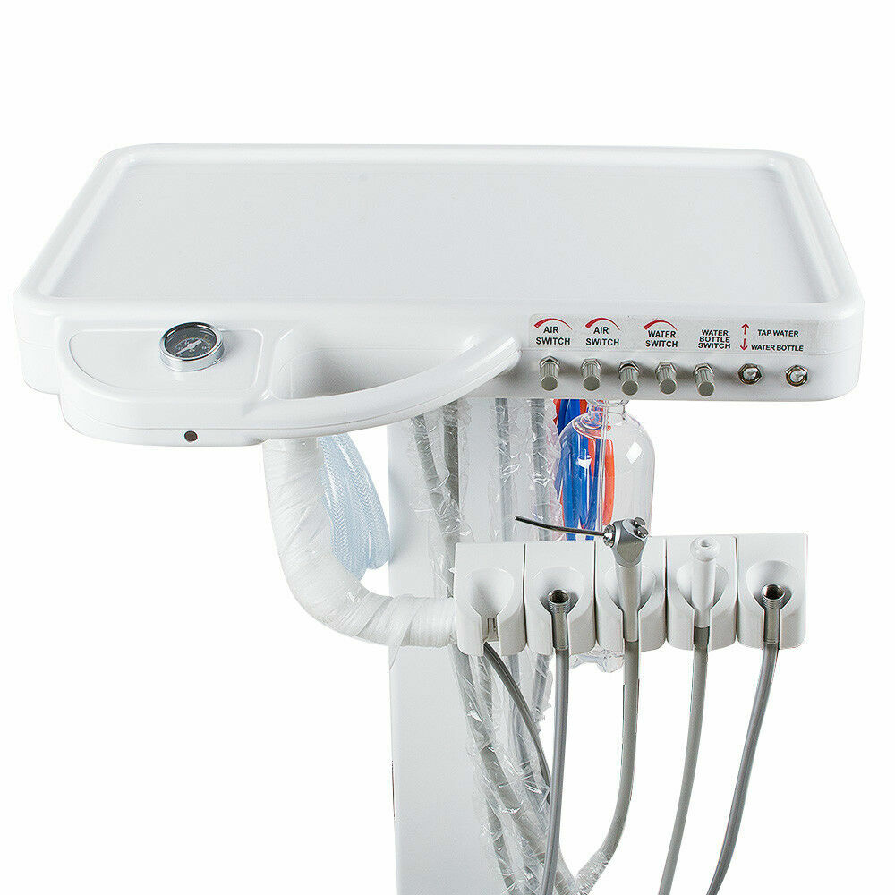 Dental Portable Mobile Delivery Unit Rolling Case Air Compressor Syringe Suction