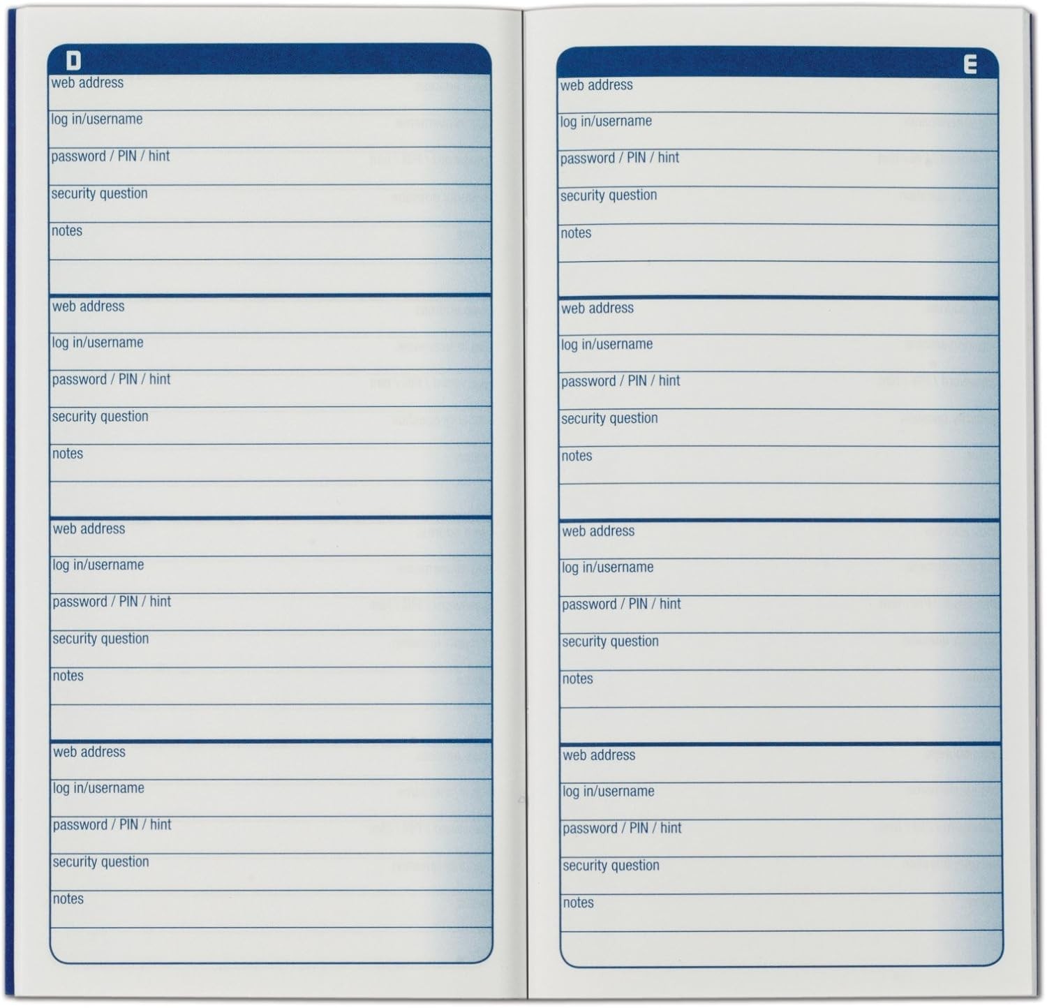Portable Password Organizer Journal – 4 Entries Per Page, 6.25 x 3.25 Inches
