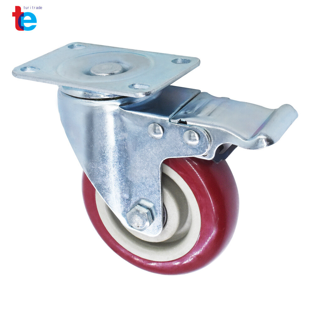 4 Pack 4 Inches Caster Wheels Locking Casters with Brake Swivel Plate Castors