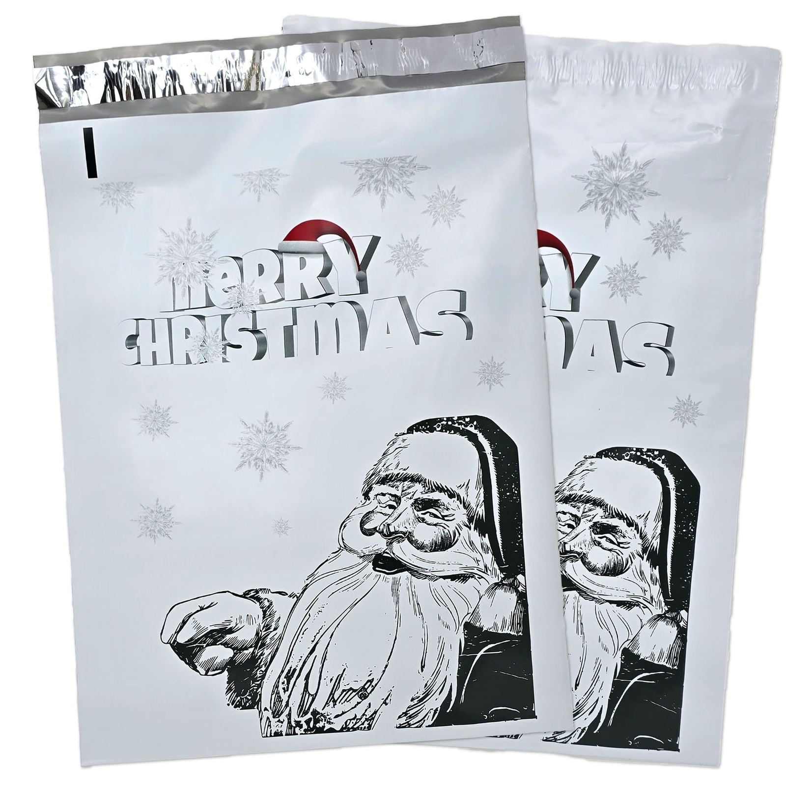 10×13 Merry Christmas from Santa Poly Mailers, Graphite Art Flat Self Seal Shir