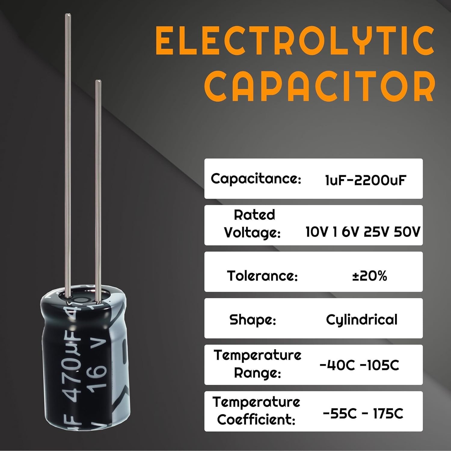 630 Pcs 24 Value Aluminum Electrolytic Capacitor Assortment Kit 0.1μF-1000μF