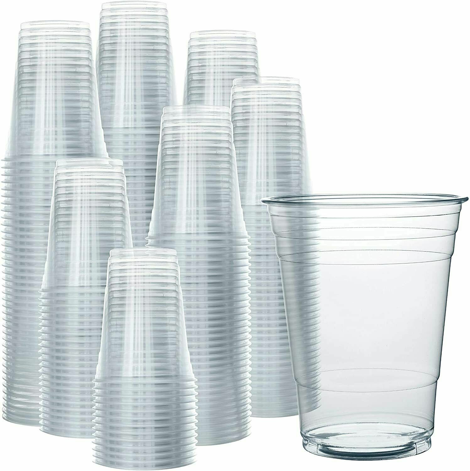 16 Oz Clear Plastic Cups PET Disposable Cold Cups With Lids and Straws for Party