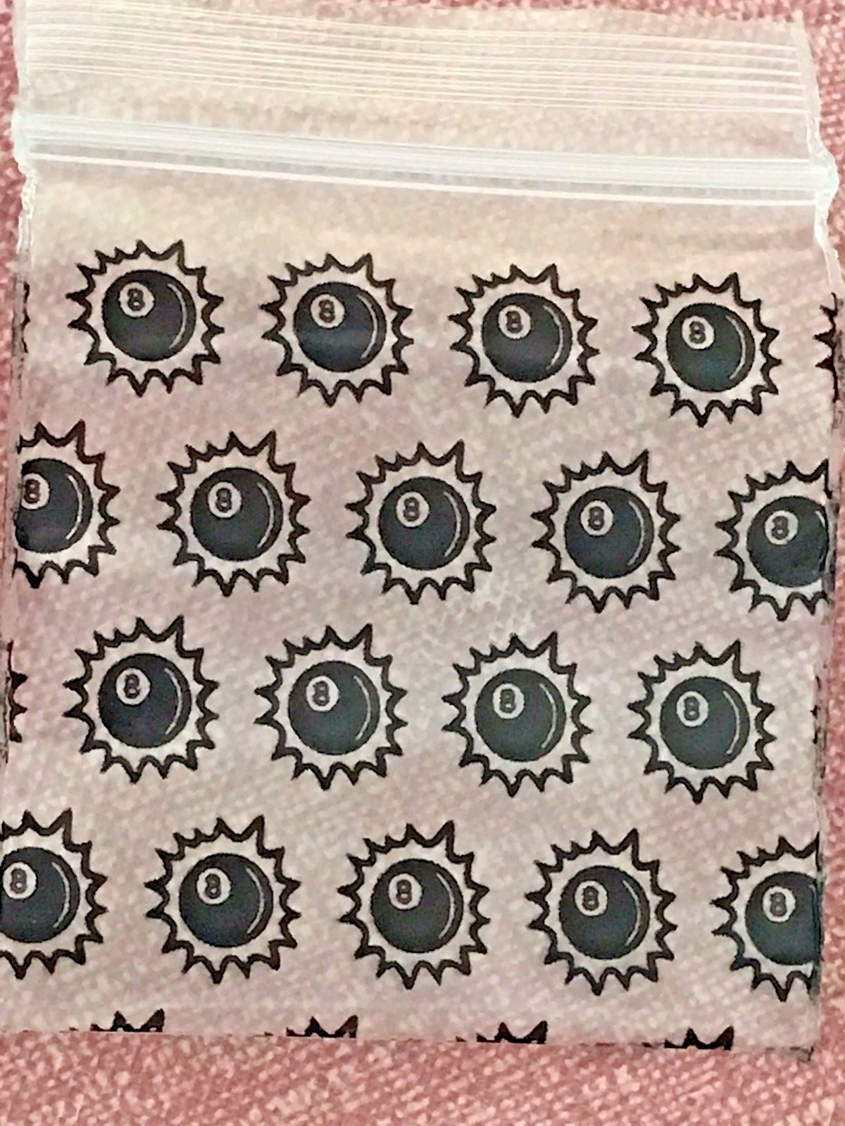 1000 SMALL BAGGIES 2020 2″ X 2″ MINI RESEALABLE POLY DESIGNER BAGS 8-BALL