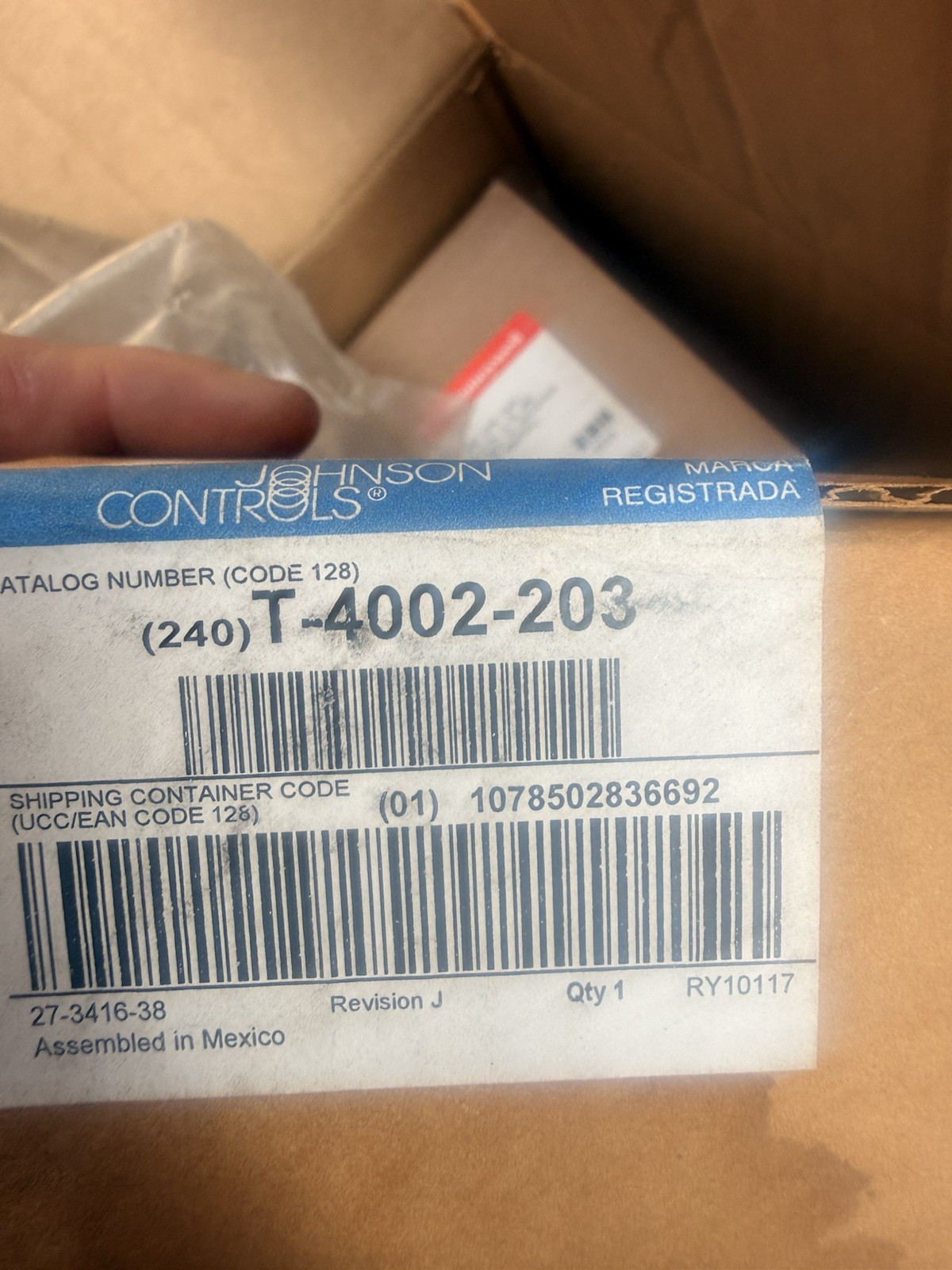 Johnson Controls T-4002-203 Pneumatic Thermostat, Single Temperature, Heating