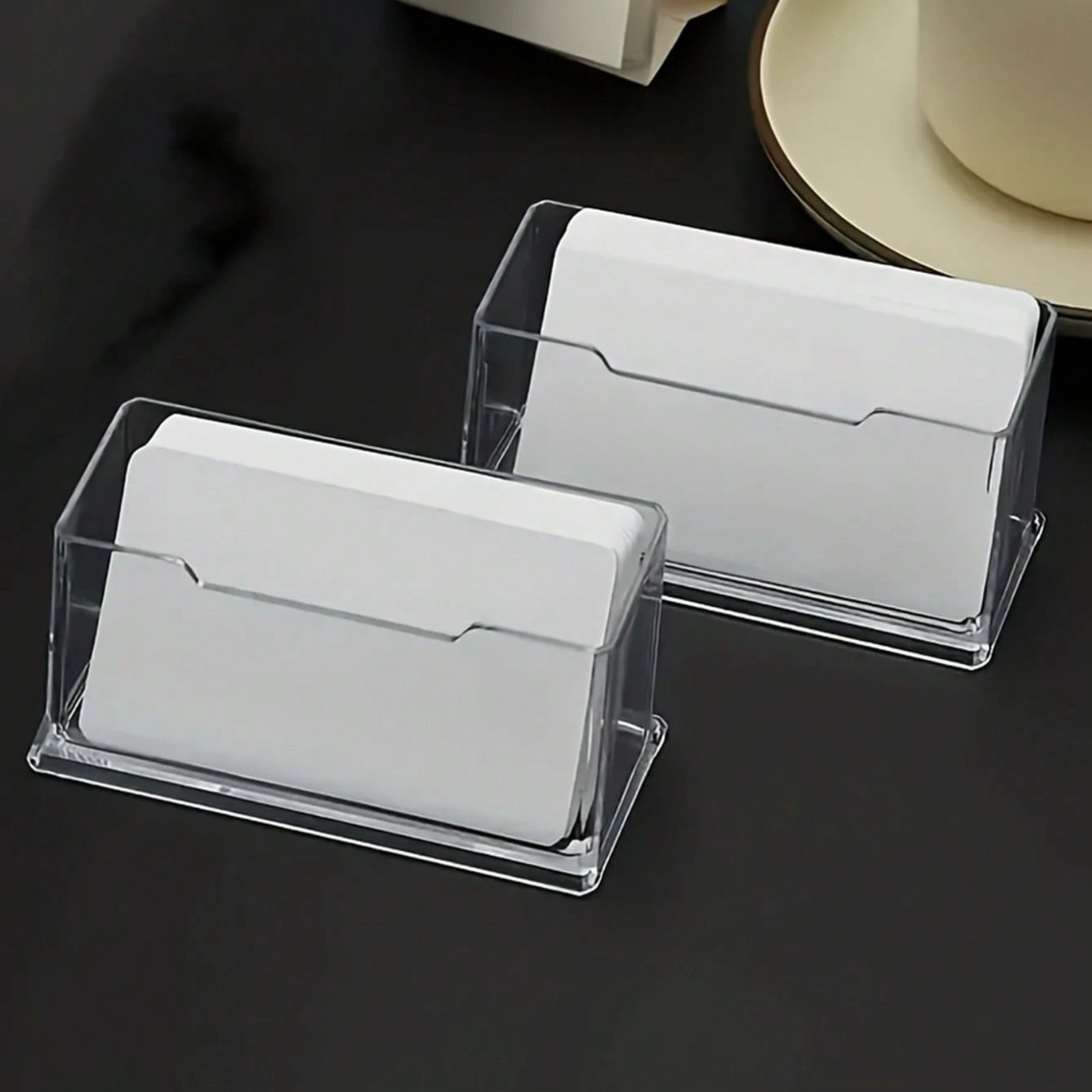 1pcs Transparent Acrylic Business Card Holder For Office Desk Card Stand Display