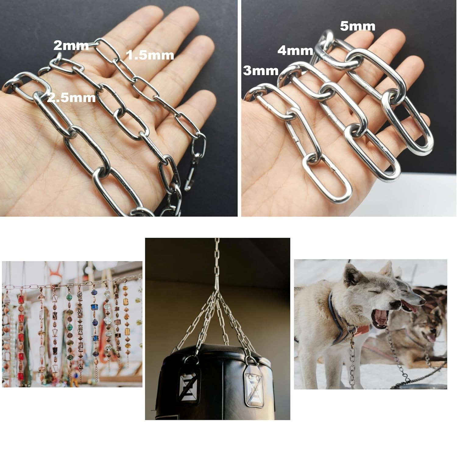 1/8 inch3mm Wire Diameter Stainless Steel Safety Small Chains 20 inch Long Li…