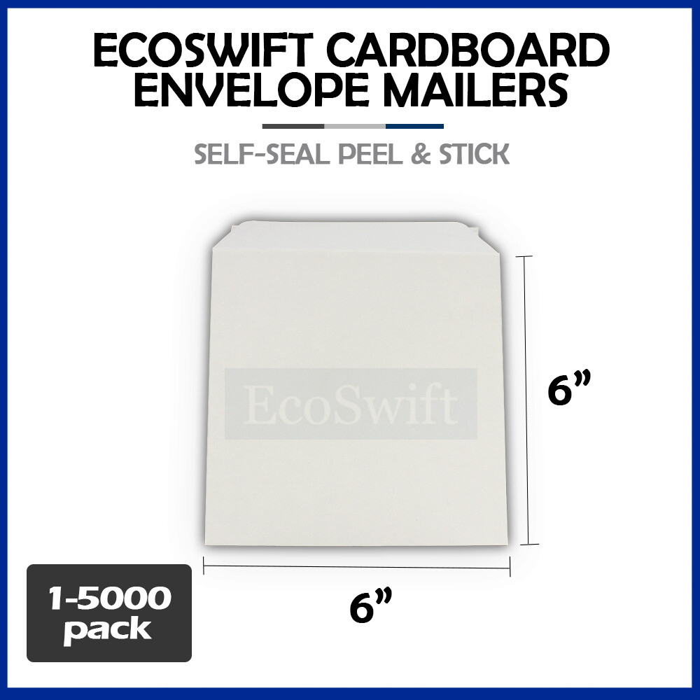 1-5000 6 x 6 EcoSwift CD/DVD Self Seal Photo Ship Flat Cardboard Envelope Mailer