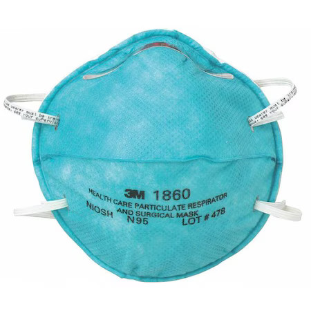 3M 1860 Particulate Respirator & Surgical Mask, N95, Level 2, Molded, Dual