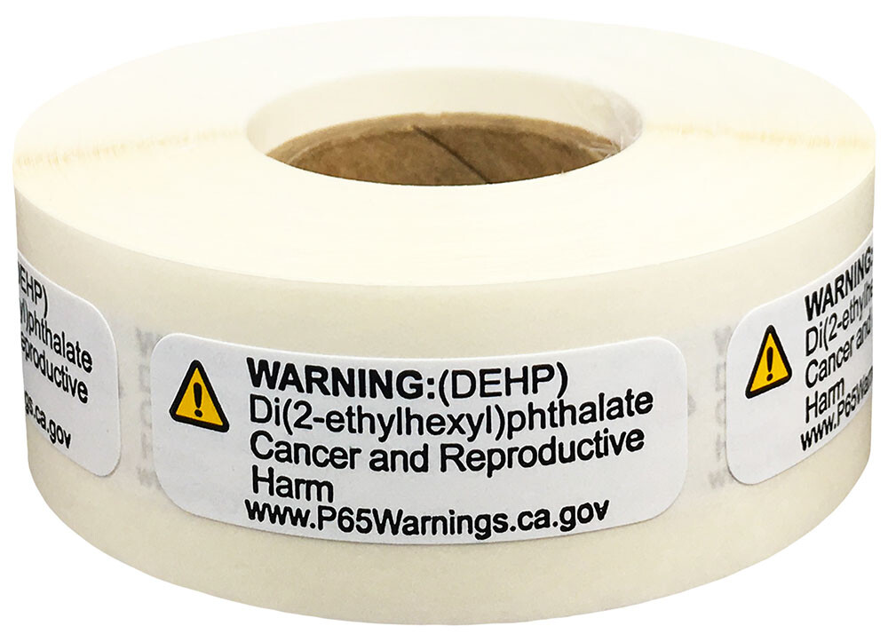 Prop 65 DEHP Short Form Warning Labels | .5 x 1.5″ Inch | 500 Per Roll