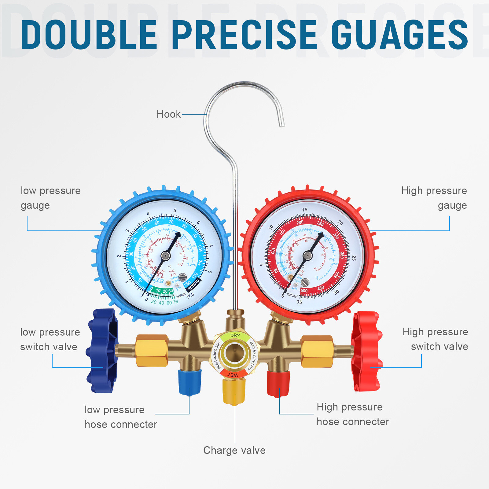 R134A HVAC A/C Refrigeration Kit AC Manifold Gauge Set Auto Service Kit R12 R22