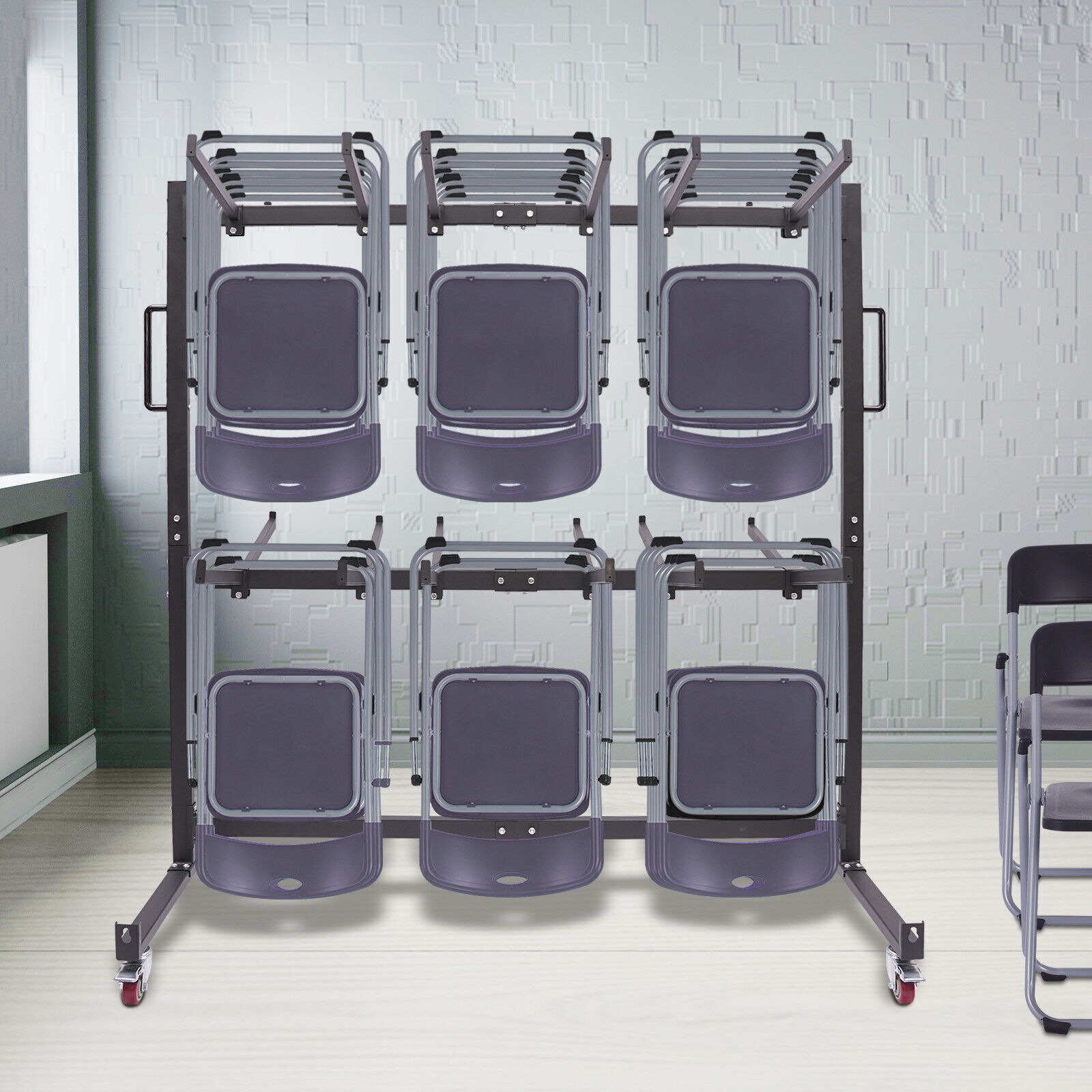 Folding Chair Rack Dolly Cart Table Storage Rack Desk Chairs Cart Trolley