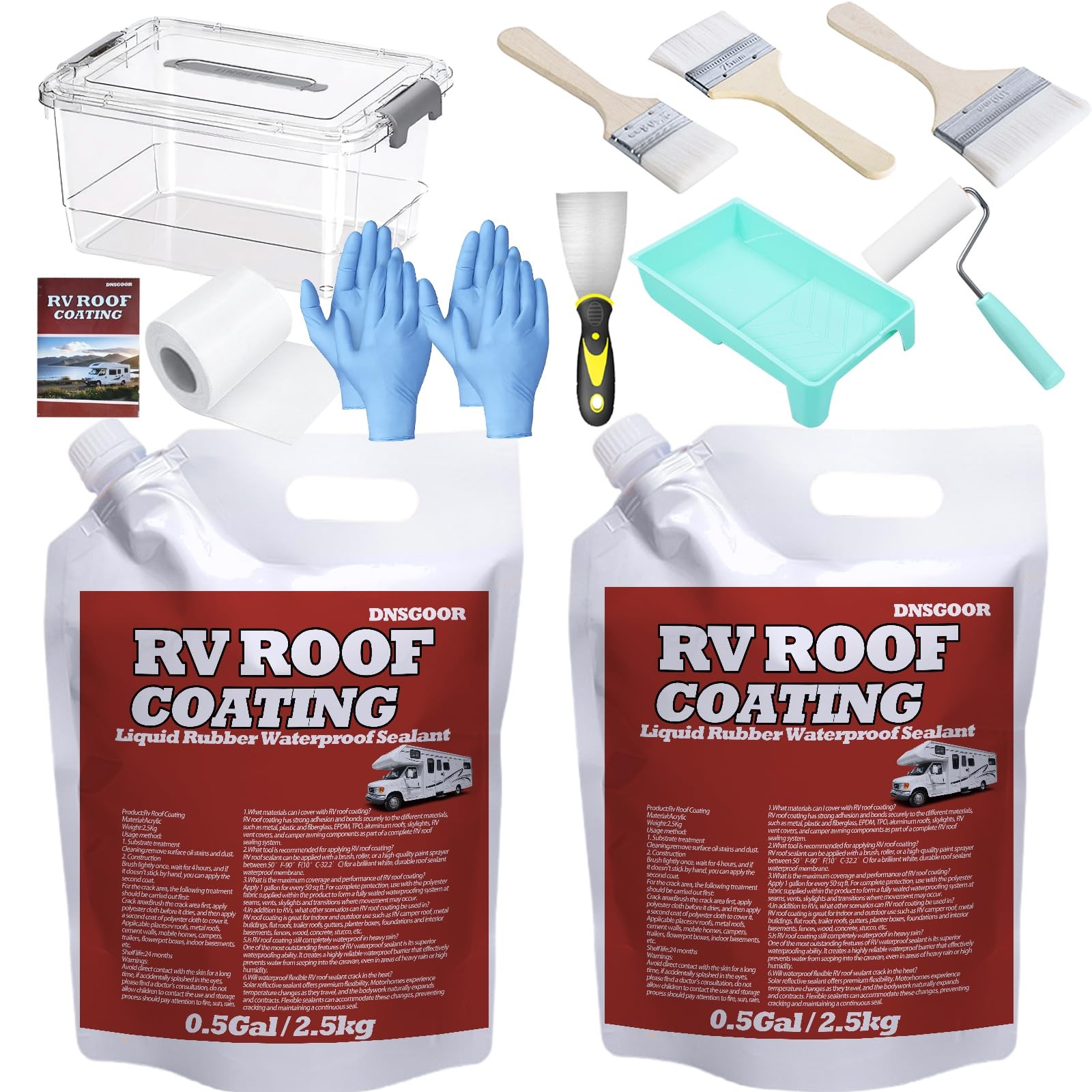 RV Roof Coating White 1 Gal Waterproof Solar Reflect Rubber Sealant Leak Repair