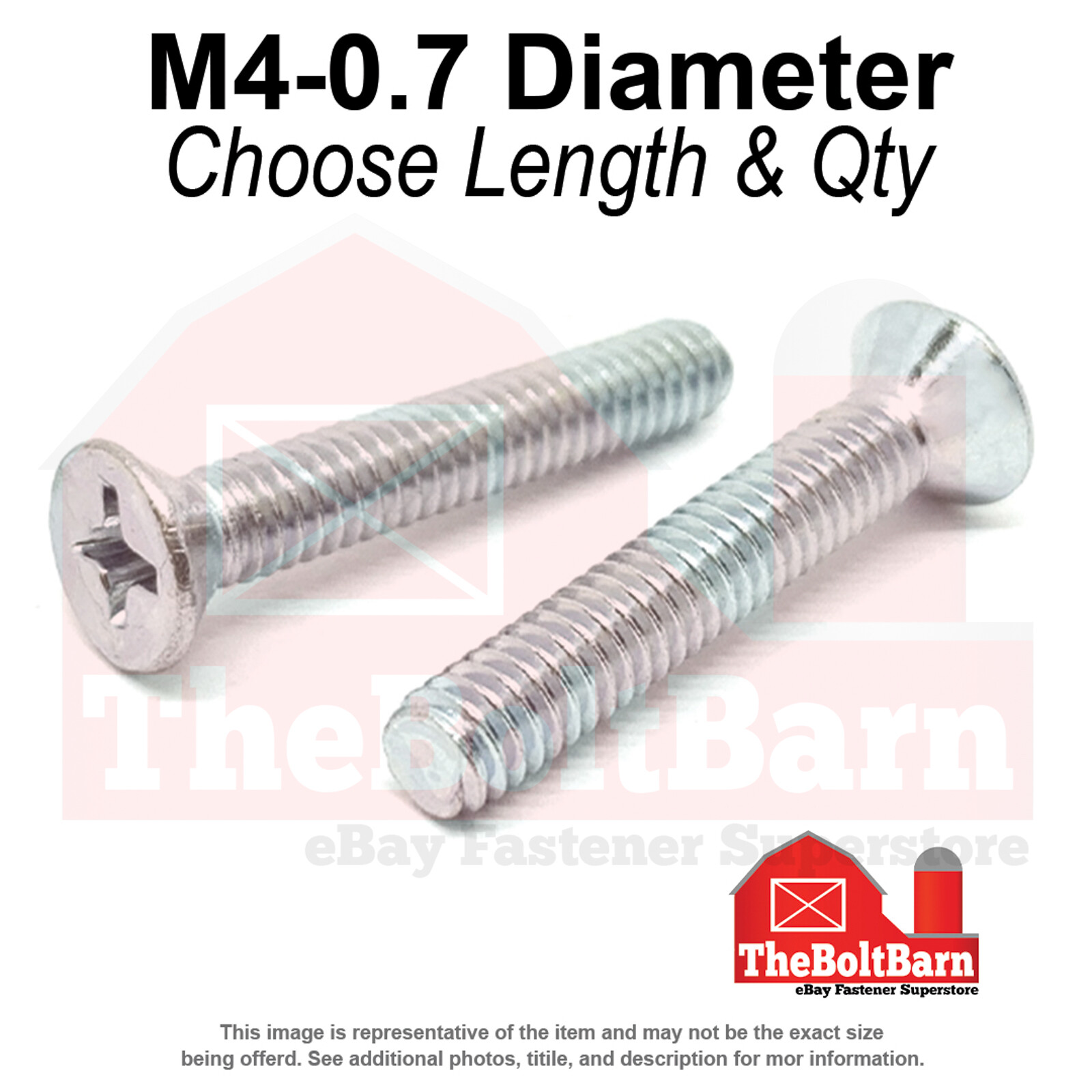 M4-0.7 Phillips Flat Head Machine Screws Zinc (Choose Length & Qty)
