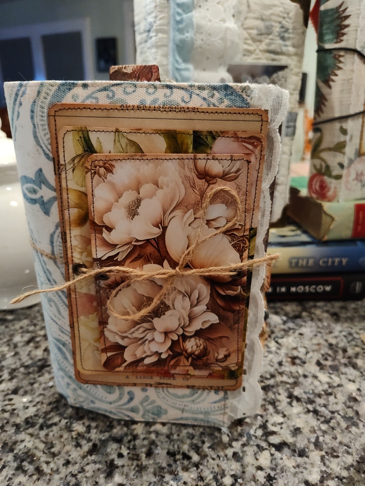 Handcrafted Soft Cover Blue/Green Paisley Journal With Unique Front