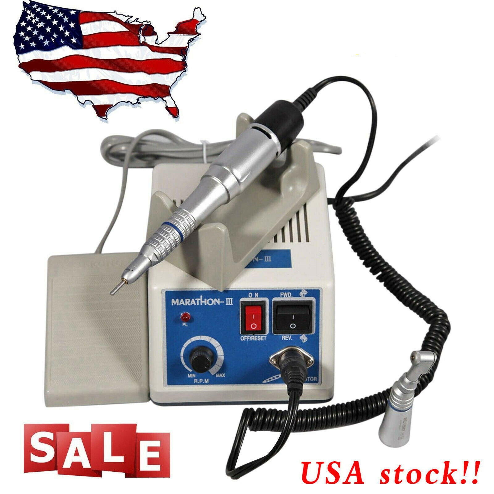 Dental Lab Marathon-III Electric Micromotor +Contra Angle Straight Handpiece SA