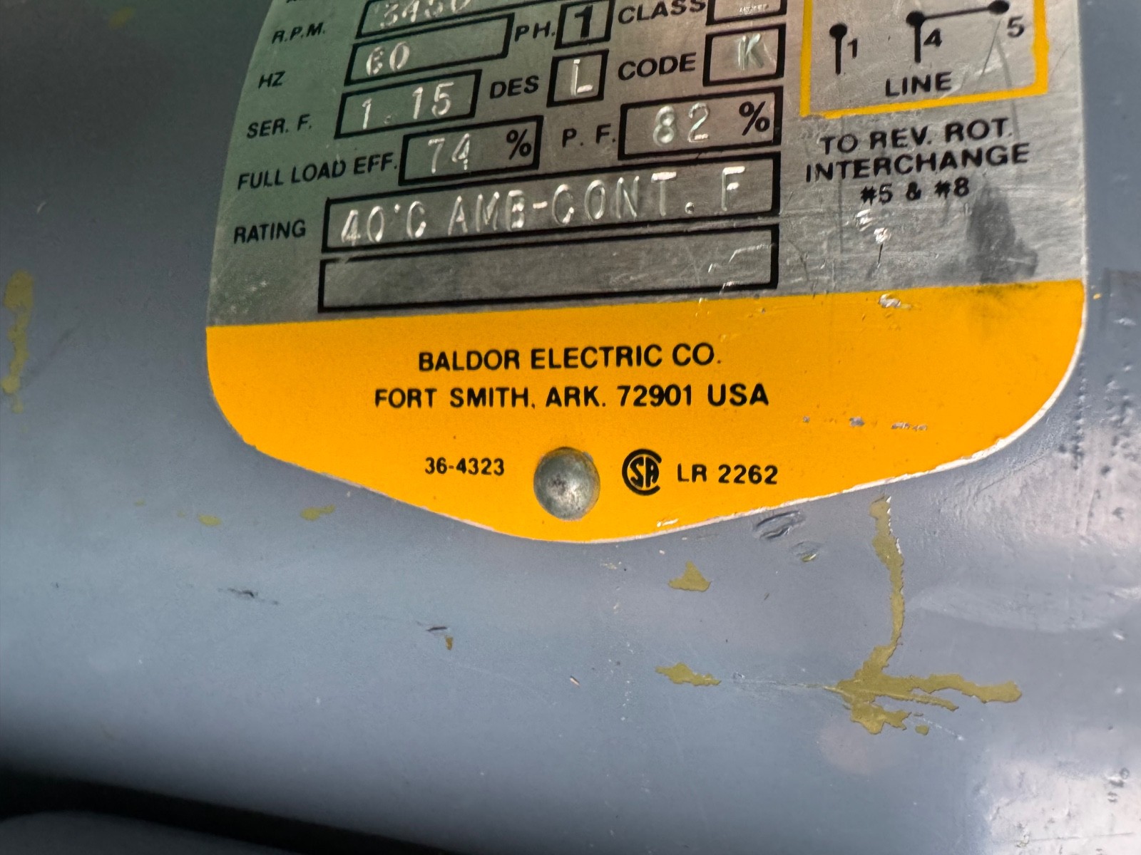 Baldor Industrial Motor 2 Hp – 3450 Rpm – 115/230V – 1 Phase – Cat No. L35151T