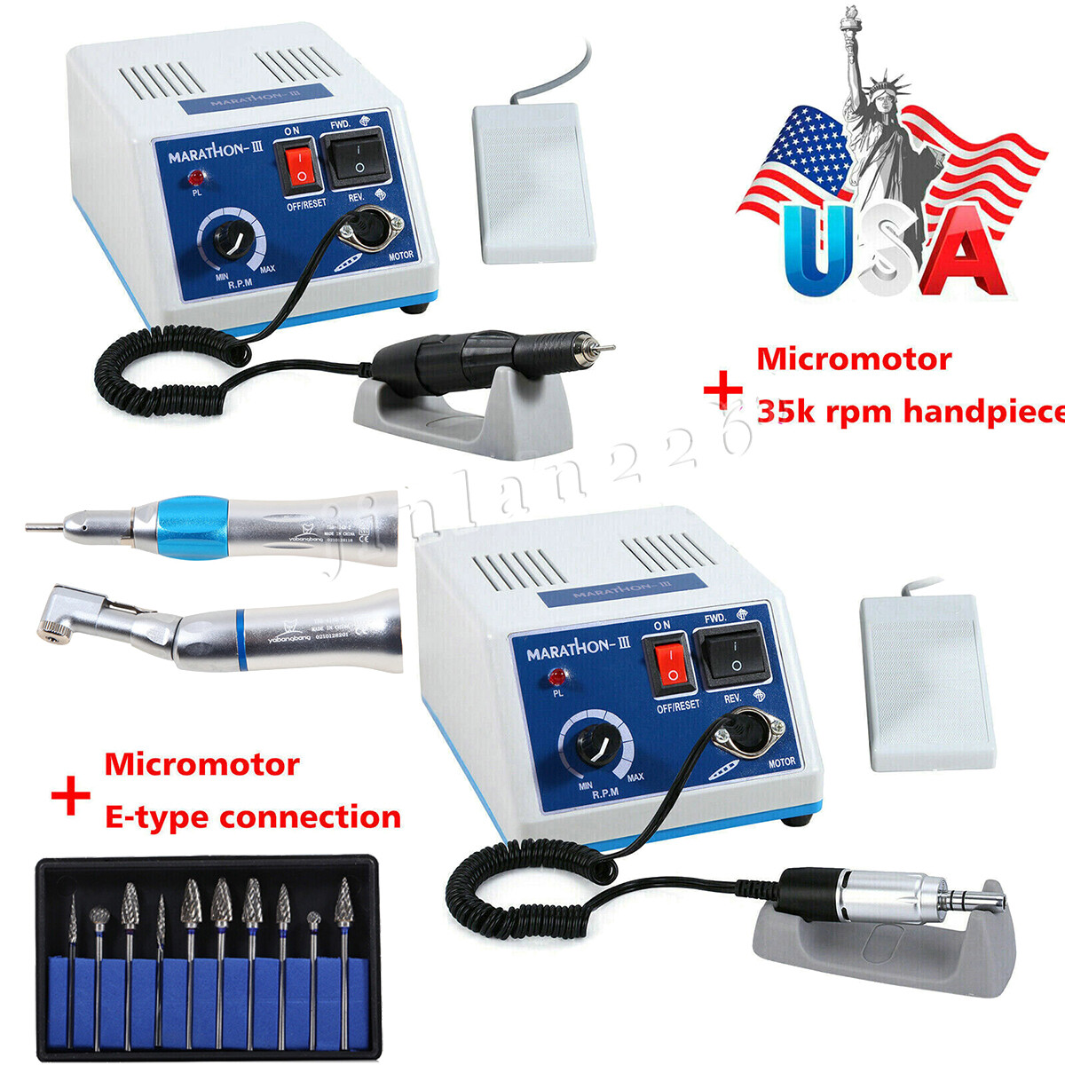 Dental Electric Micromotor Polisher Marathon/Contra Angle/Straight Handpiece new