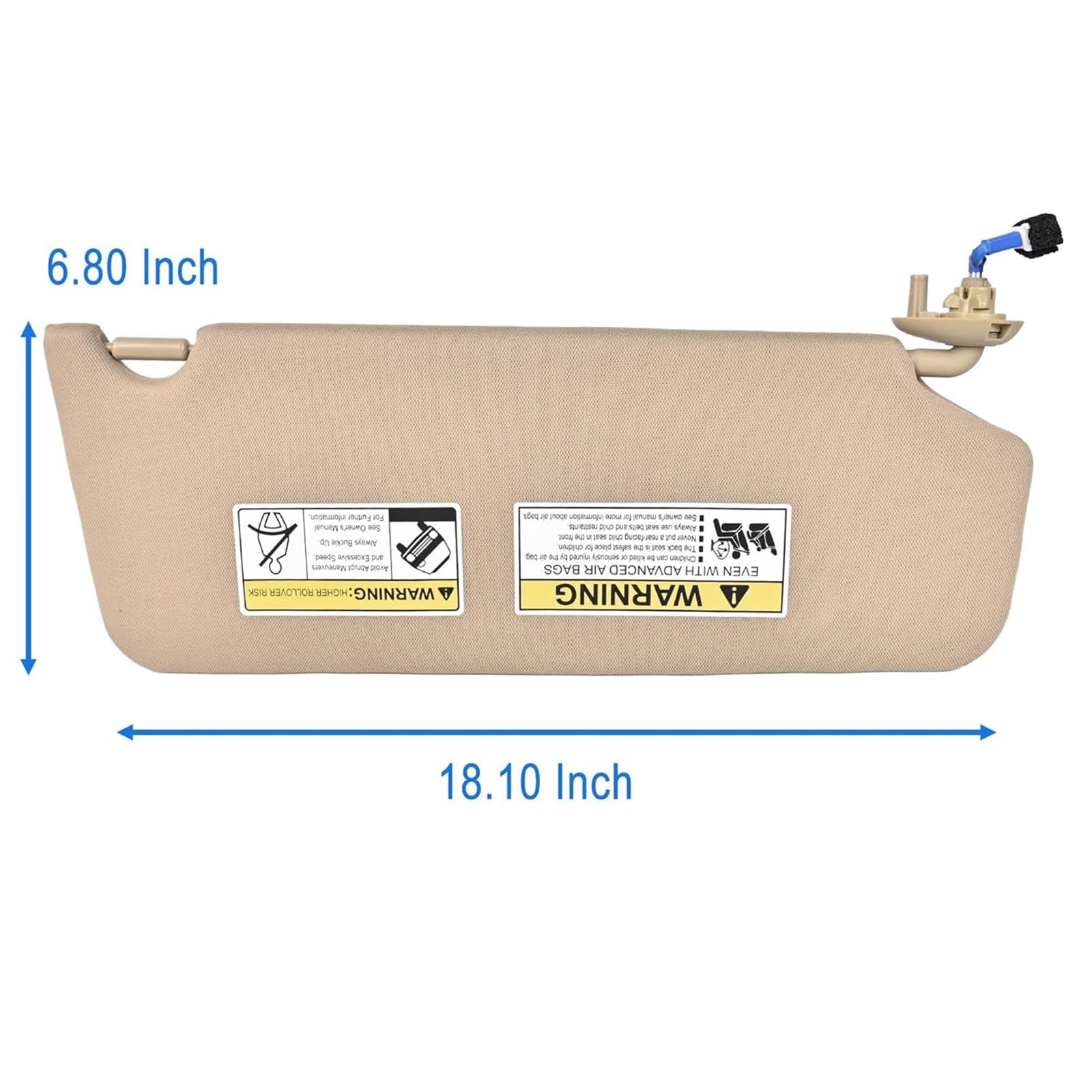 Sun Visor Driver LH Beige with Mirror Light for Pilot Ridgeline Passport 2016-23